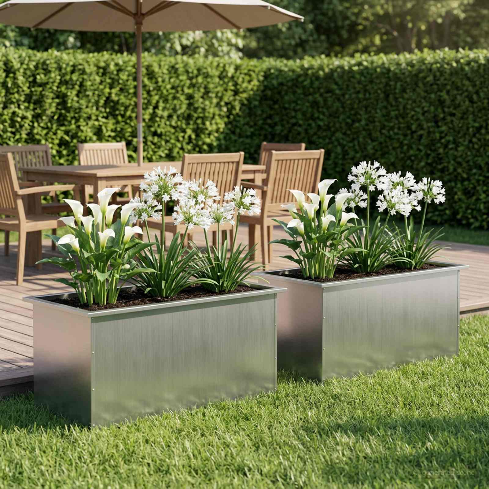 Fioriera da giardino con LED 2 pz Argento 50 x 80 x 48 cm