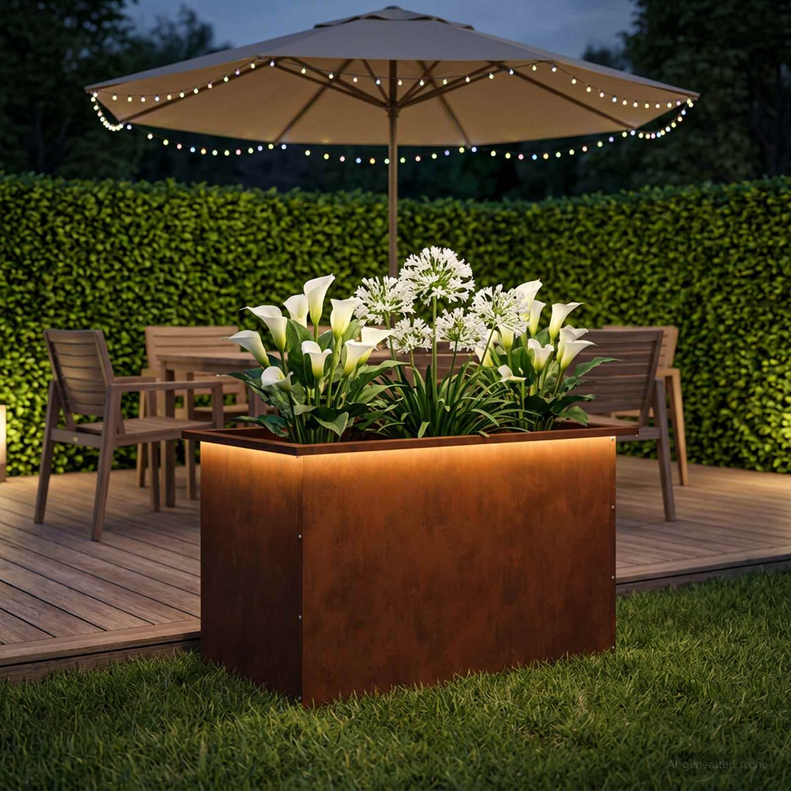 Fioriera da giardino con LED Ruggine 50 x 80 x 48 cm