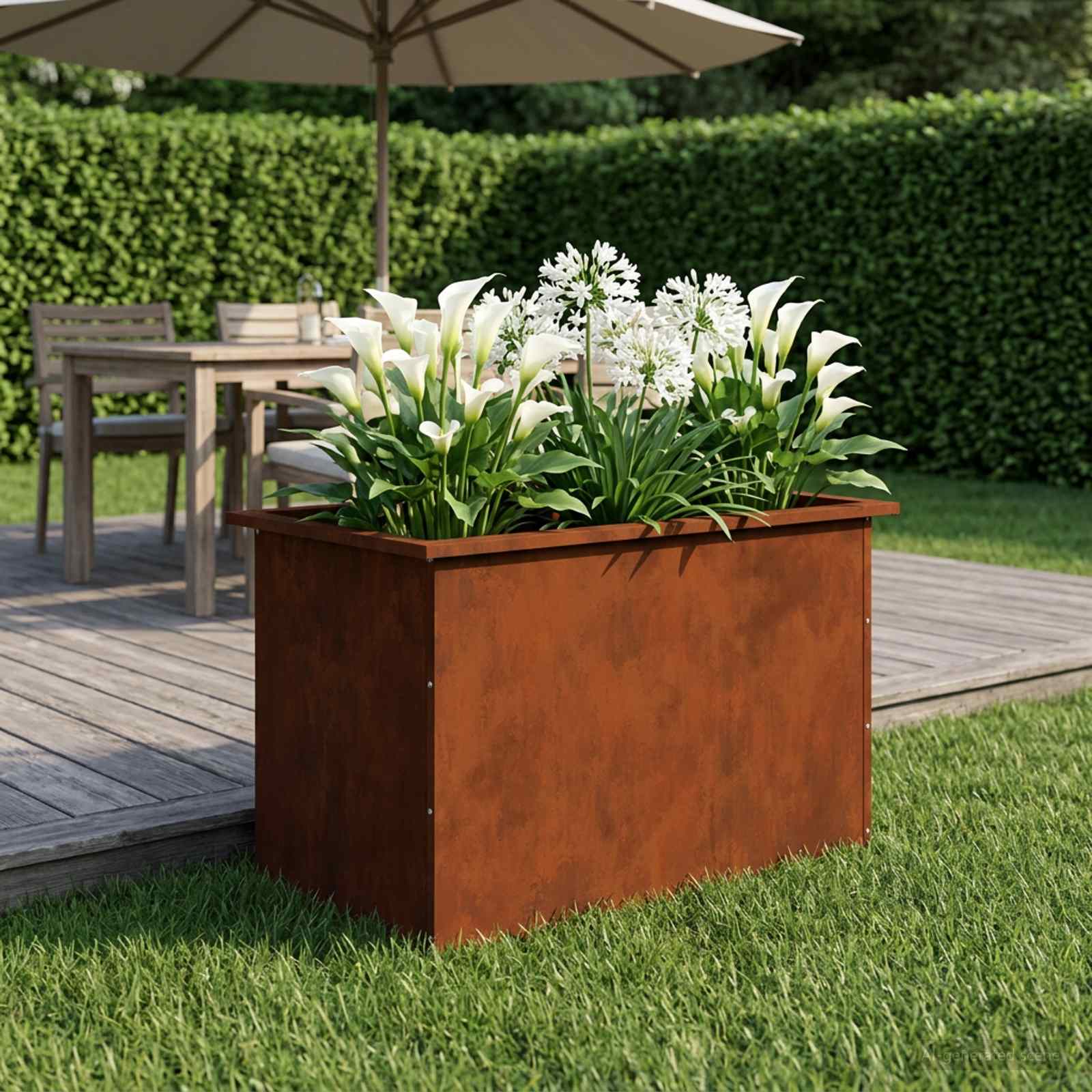 Fioriera da giardino con LED Ruggine 50 x 80 x 48 cm