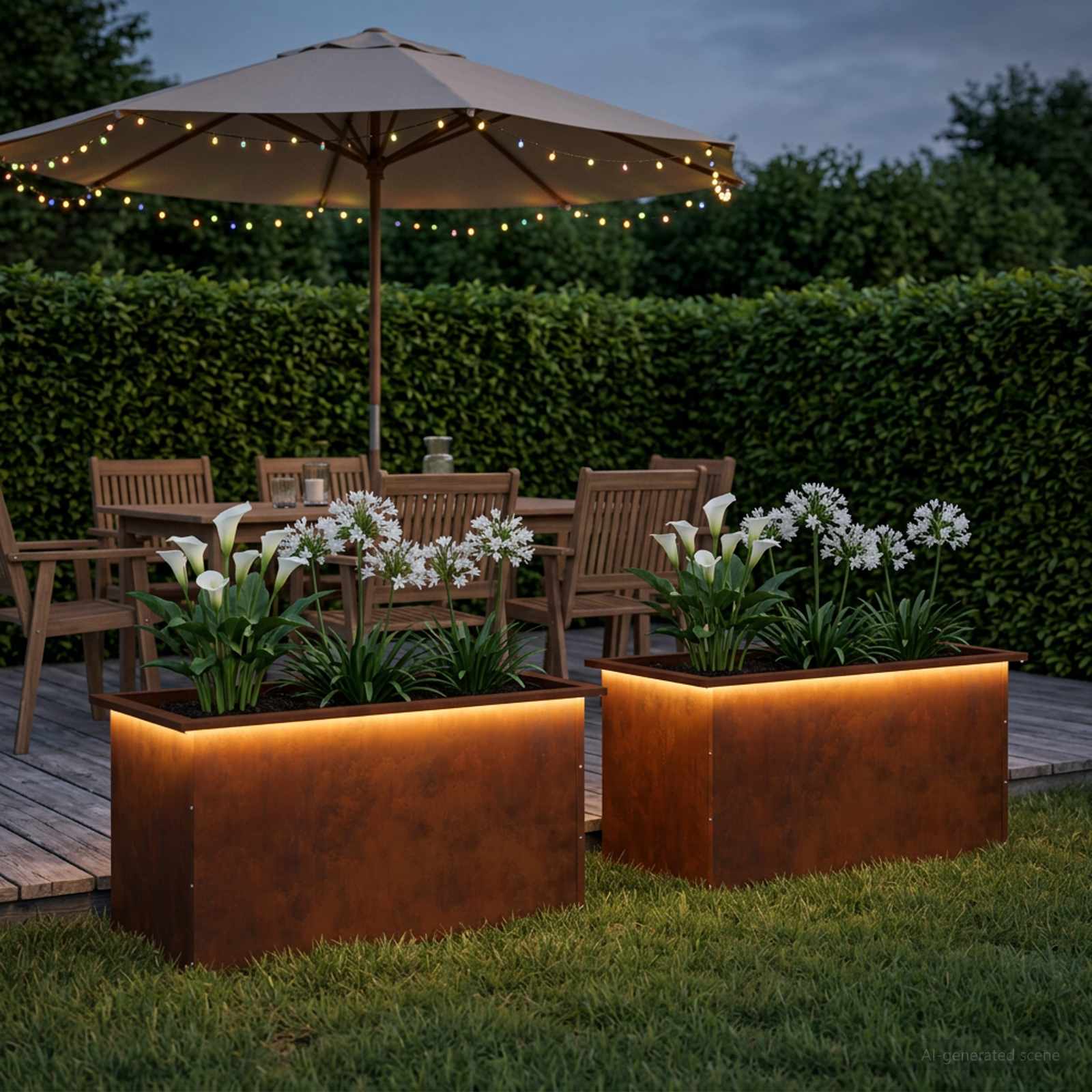 Fioriera da giardino con LED 2 pz Ruggine 50 x 80 x 48 cm