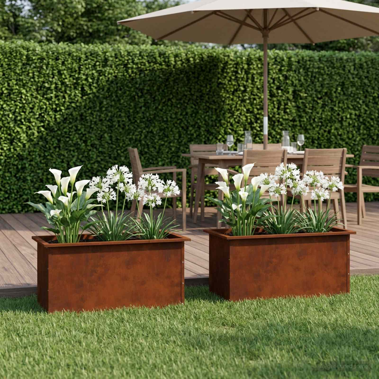 Fioriera da giardino con LED 2 pz Ruggine 50 x 80 x 48 cm