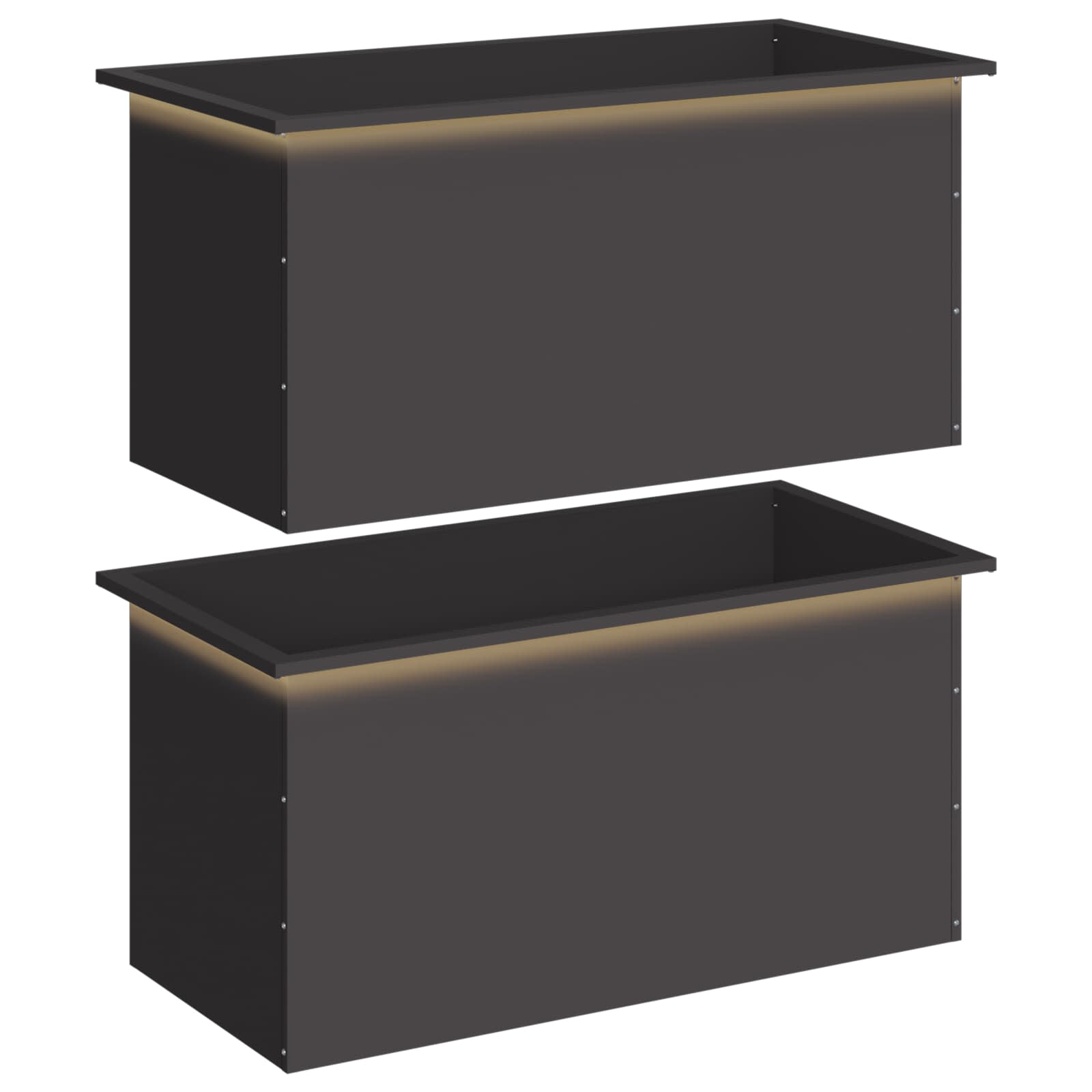 Fioriera da giardino con LED 2 pz Nero 50 x 100 x 48 cm Acciaio