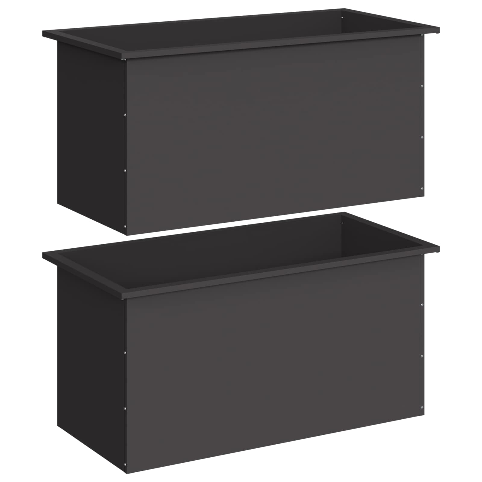 Fioriera da giardino con LED 2 pz Nero 50 x 100 x 48 cm Acciaio