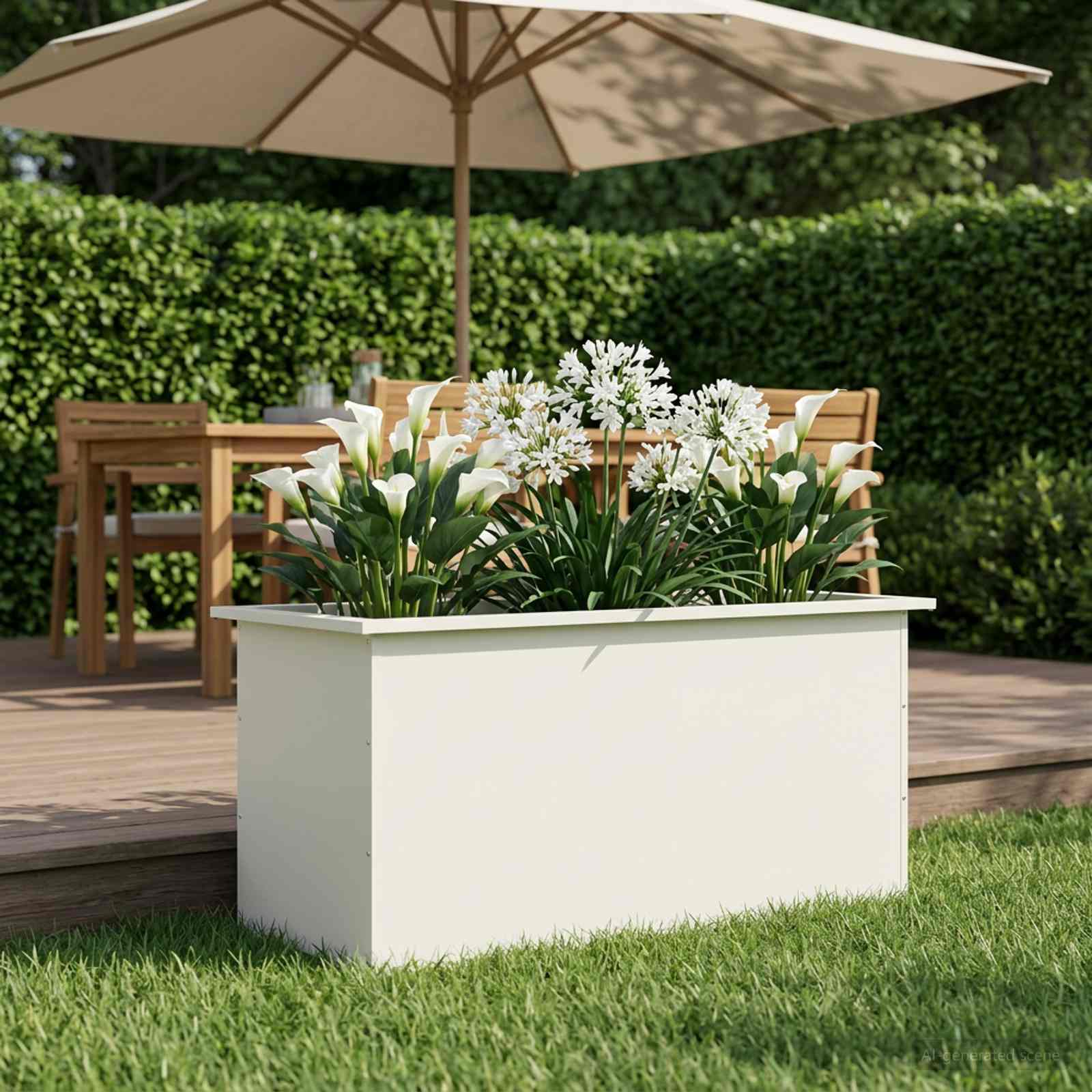 Fioriera da giardino con LED Bianco 50 x 100 x 48 cm Acciaio