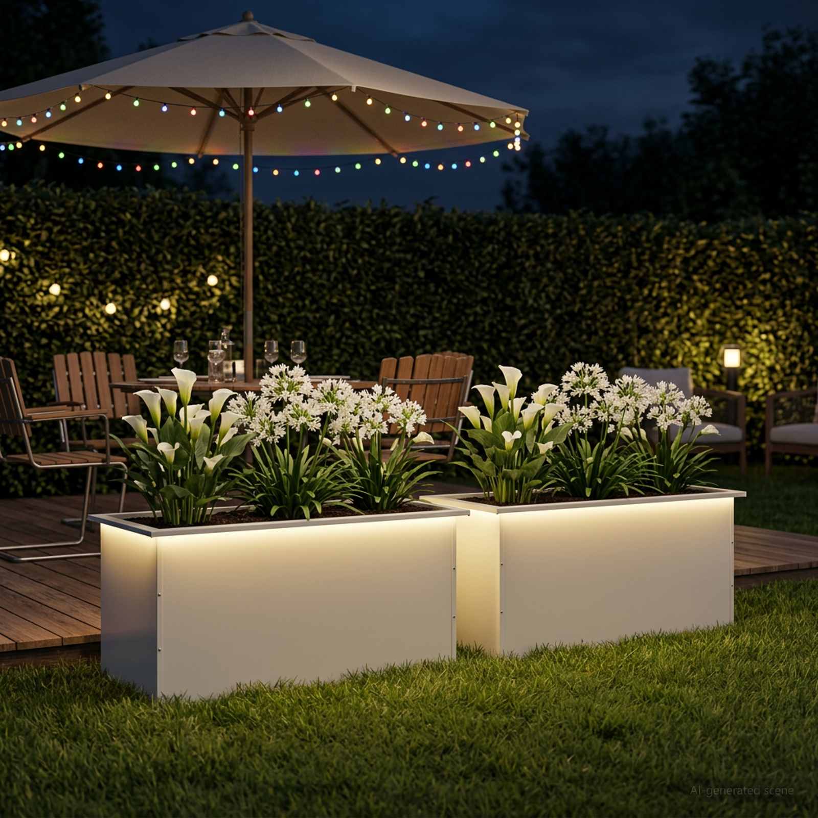 Fioriera da giardino con LED 2 pz Bianco 50 x 100 x 48 cm