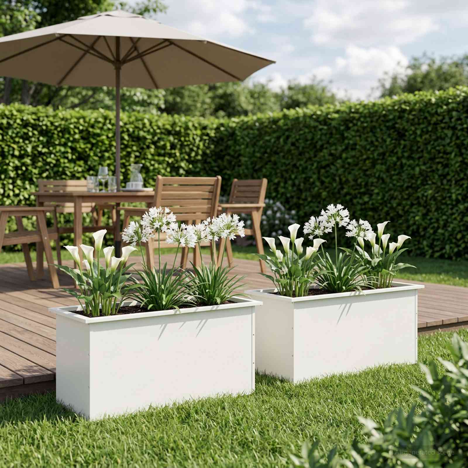 Fioriera da giardino con LED 2 pz Bianco 50 x 100 x 48 cm
