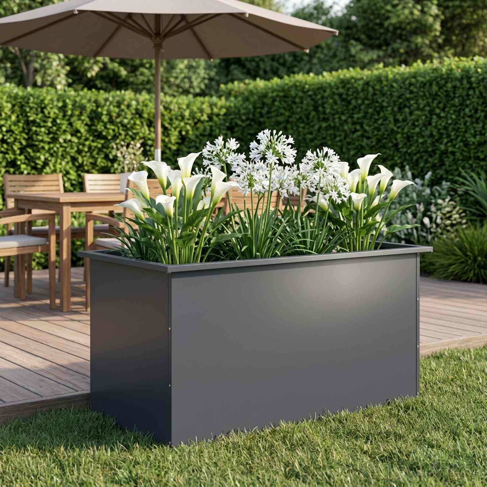 Fioriera da giardino con LED Antracite 50 x 100 x 48 cm Acciaio