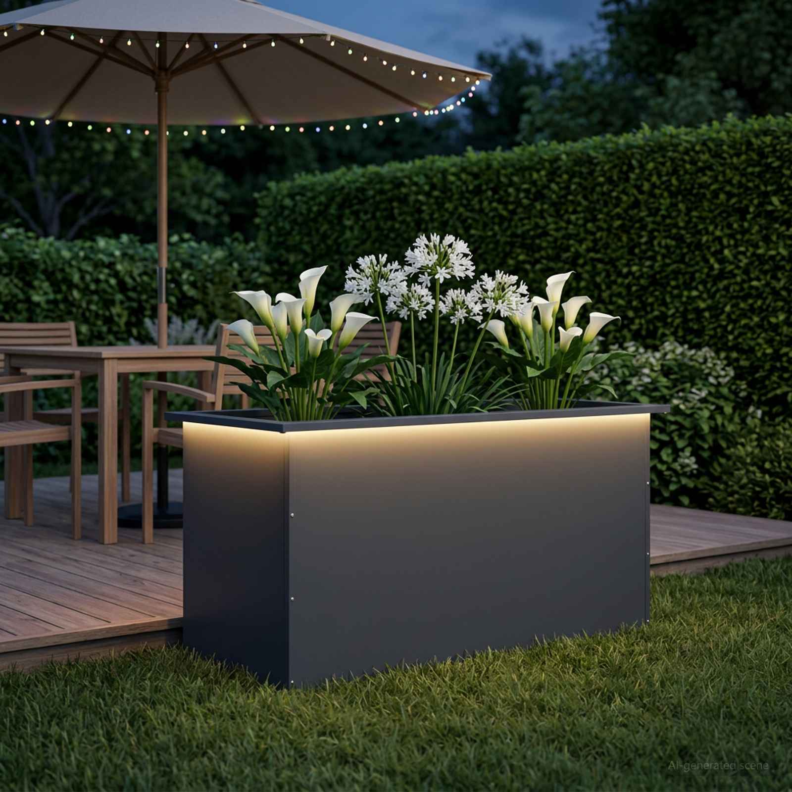 Fioriera da giardino con LED Antracite 50 x 100 x 48 cm Acciaio