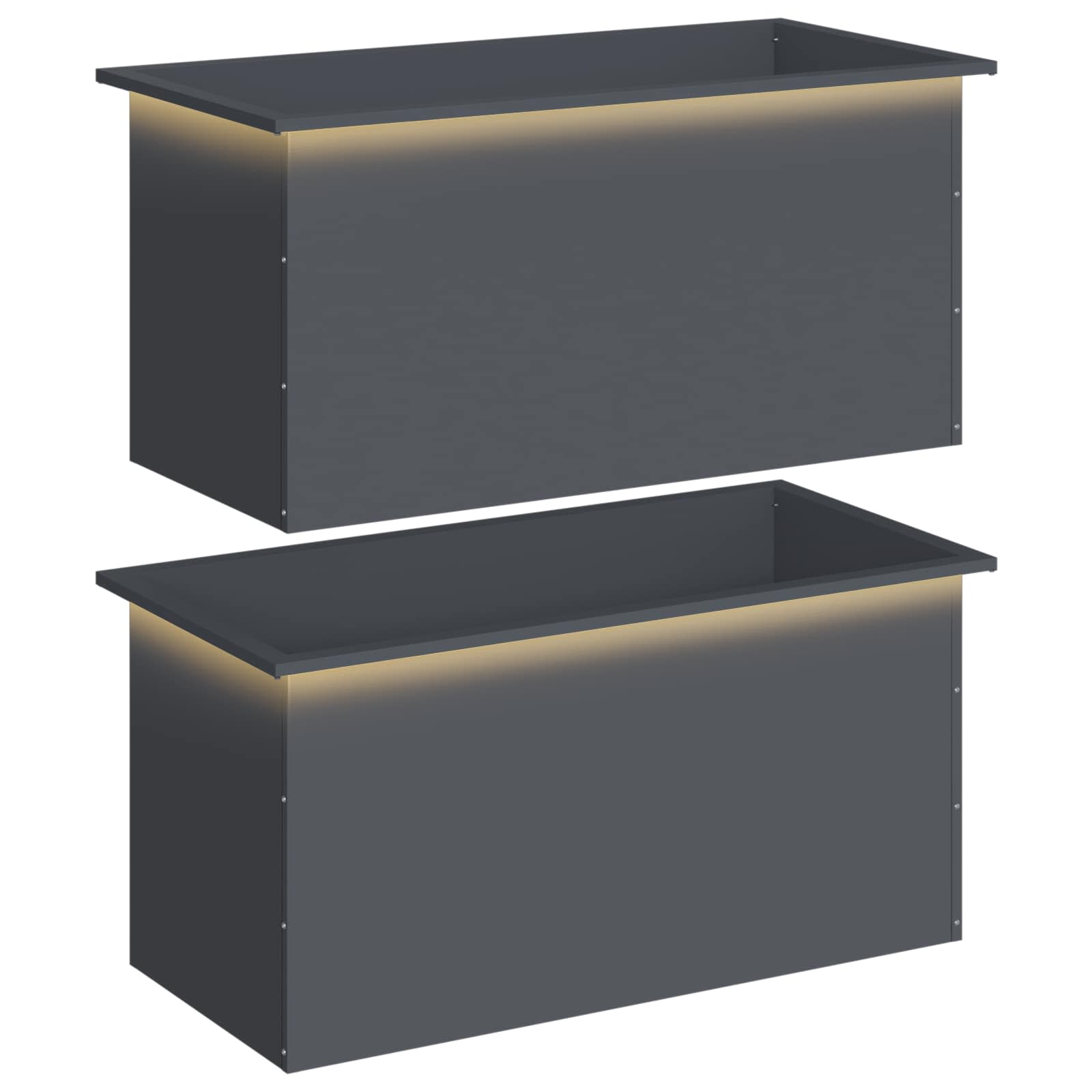 Fioriera da giardino con LED 2 pz Antracite 50 x 100 x 48 cm