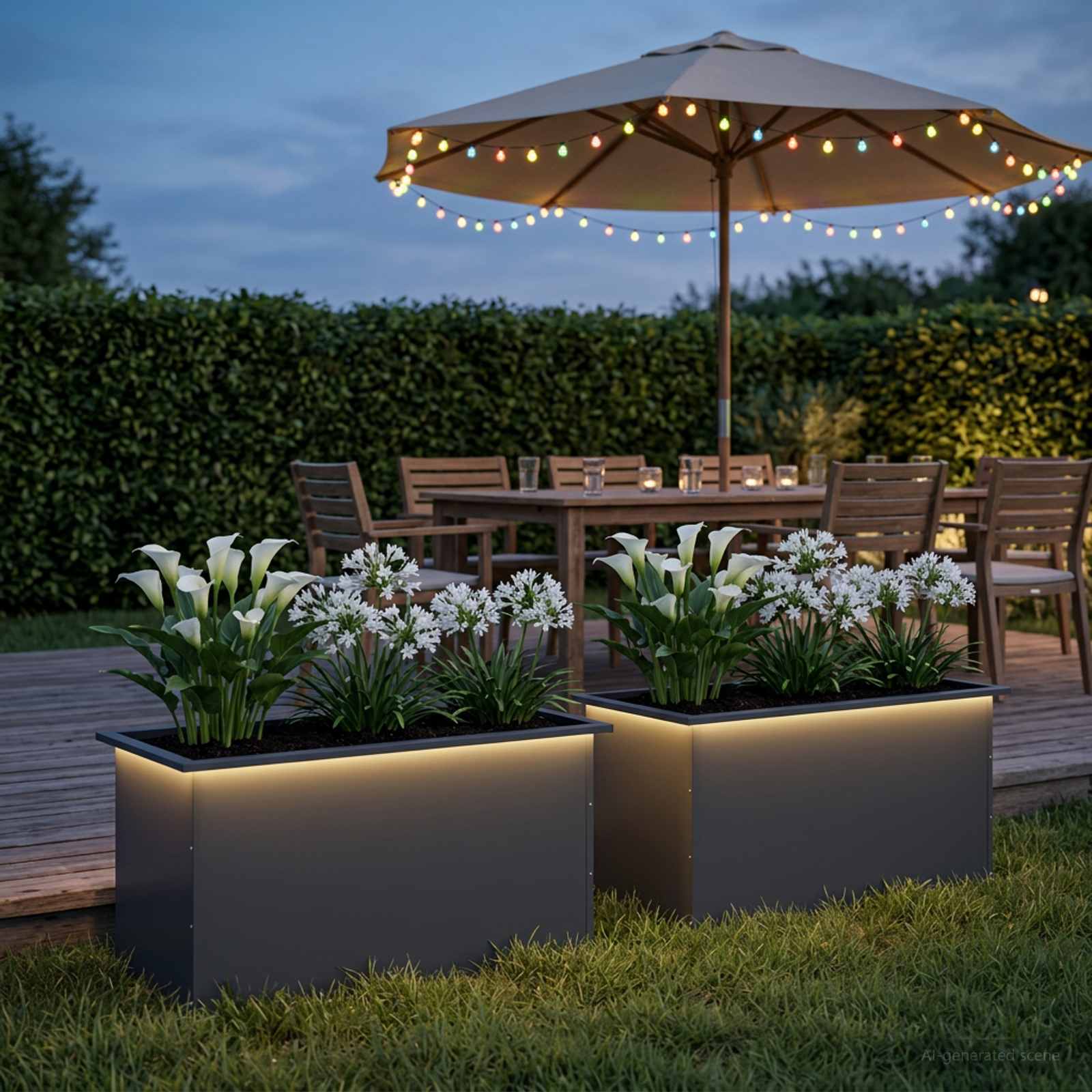 Fioriera da giardino con LED 2 pz Antracite 50 x 100 x 48 cm