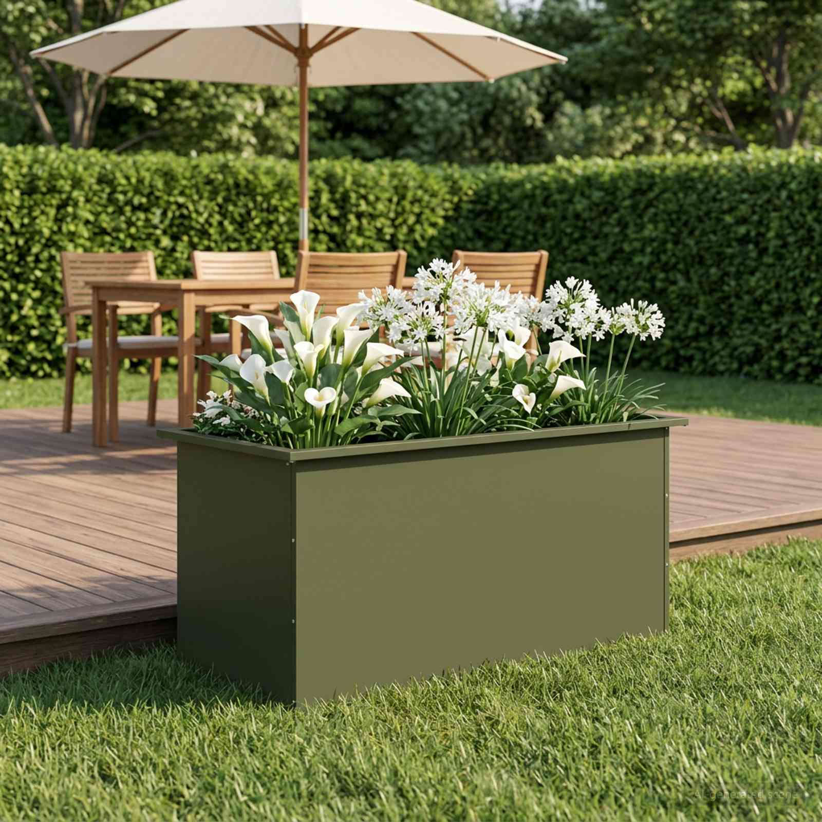 Fioriera da giardino con LED Verde Oliva 50 x 100 x 48 cm