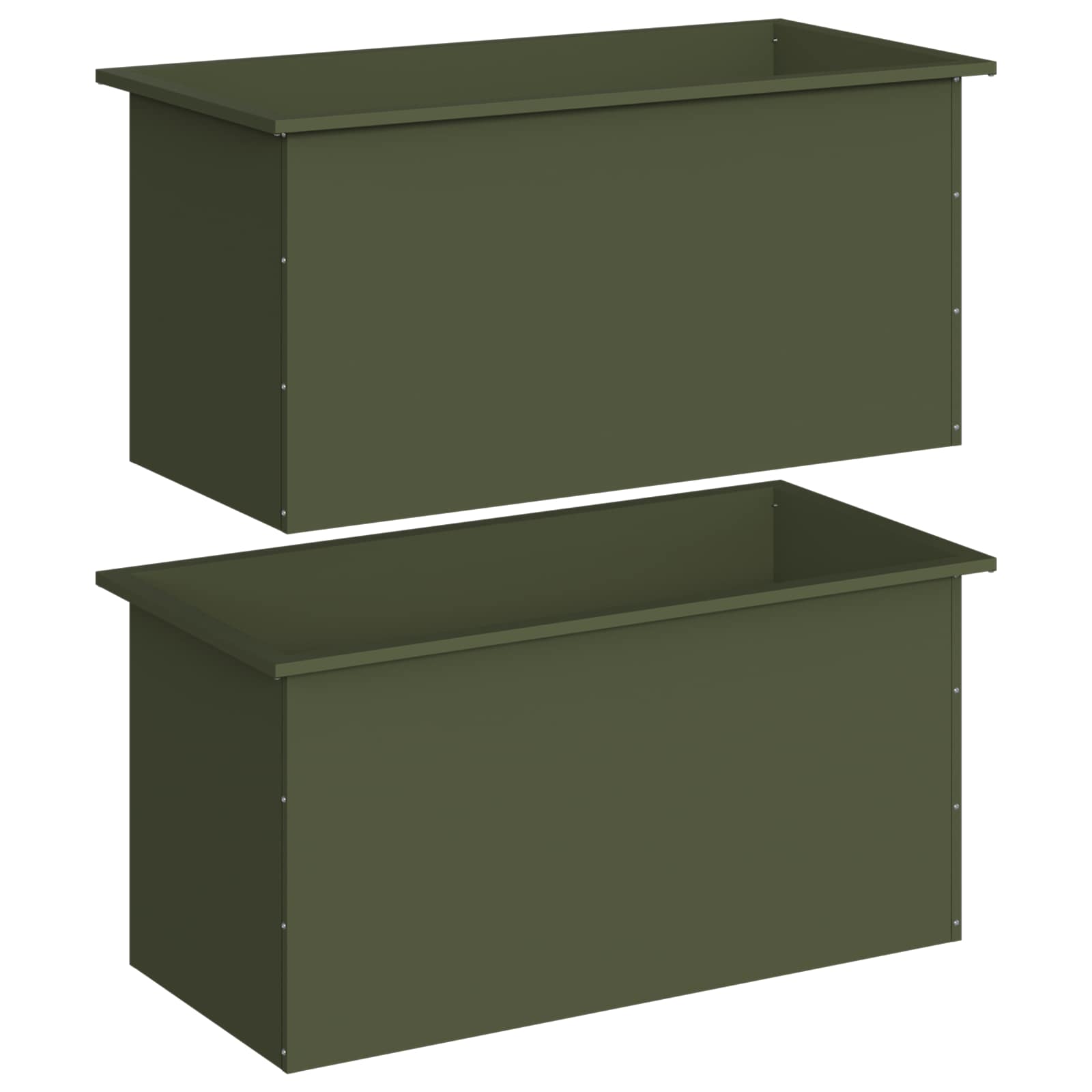 Fioriera da giardino con LED 2 pz Verde Oliva 50 x 100 x 48 cm
