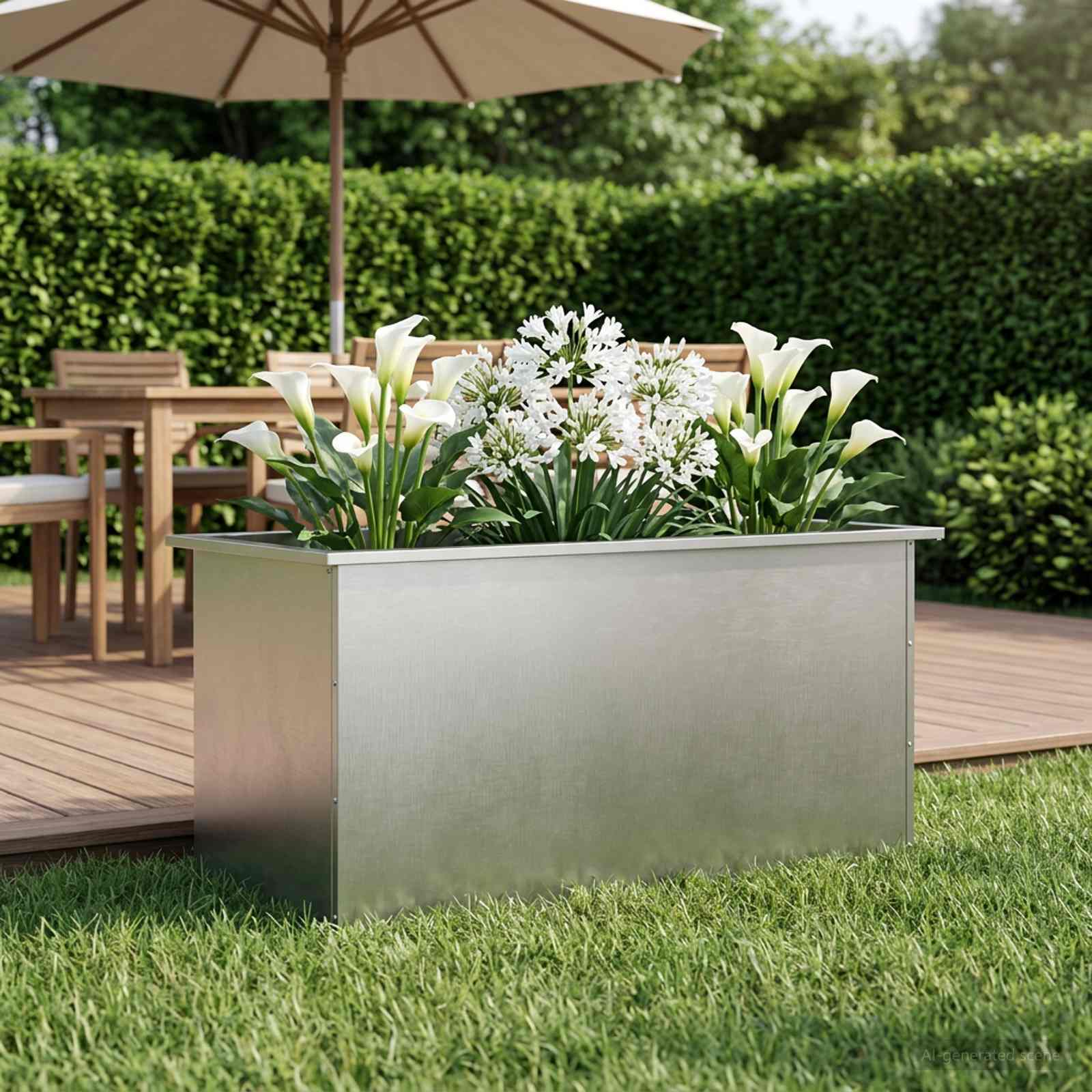 Fioriera da giardino con LED Argento 50 x 100 x 48 cm