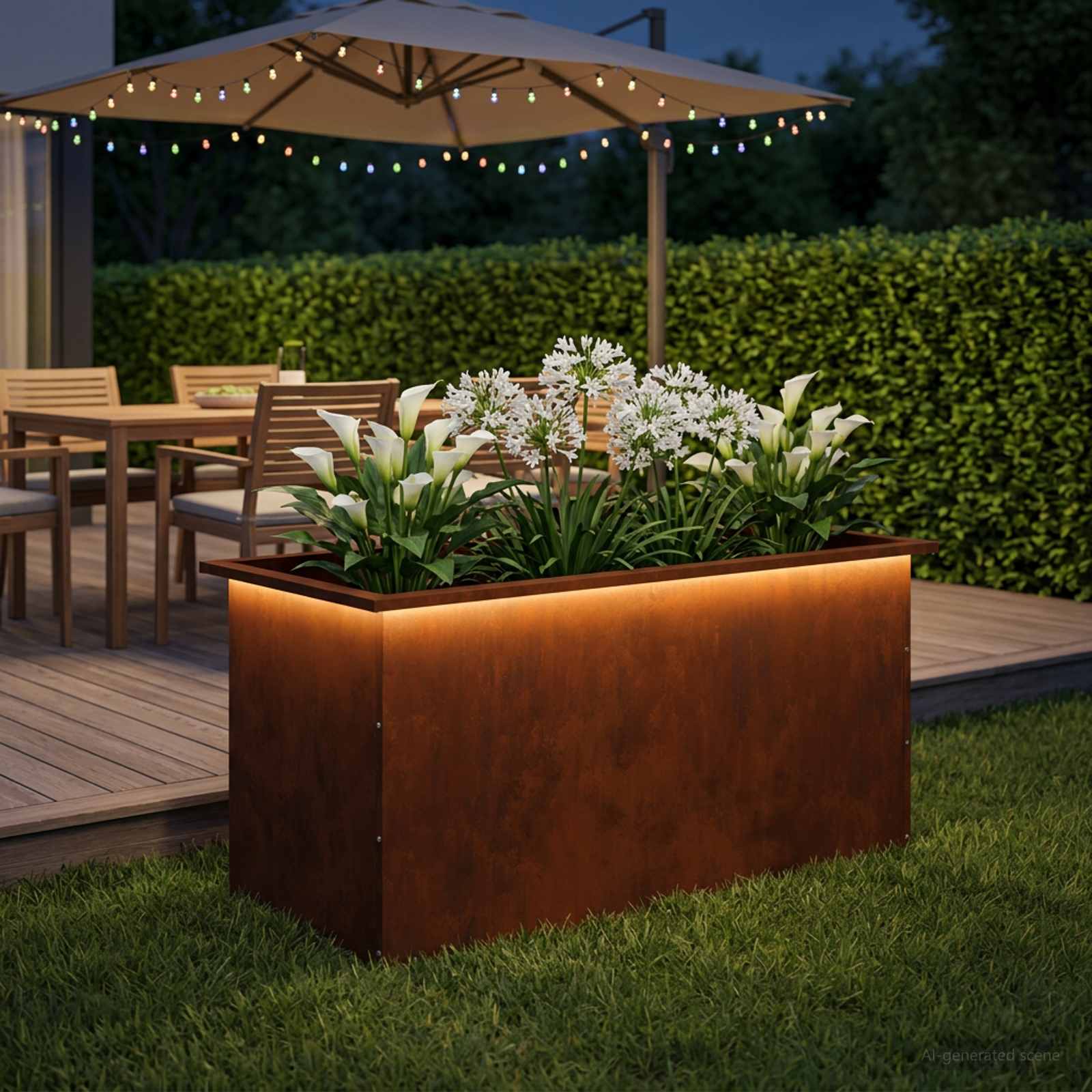Fioriera da giardino con LED Ruggine 50 x 100 x 48 cm