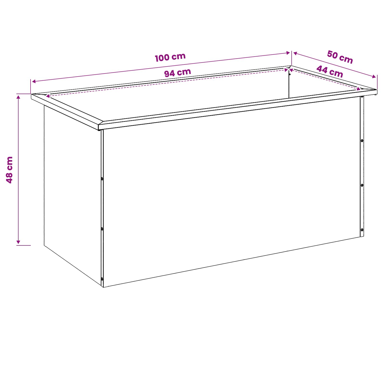 Fioriera da giardino con LED Ruggine 50 x 100 x 48 cm