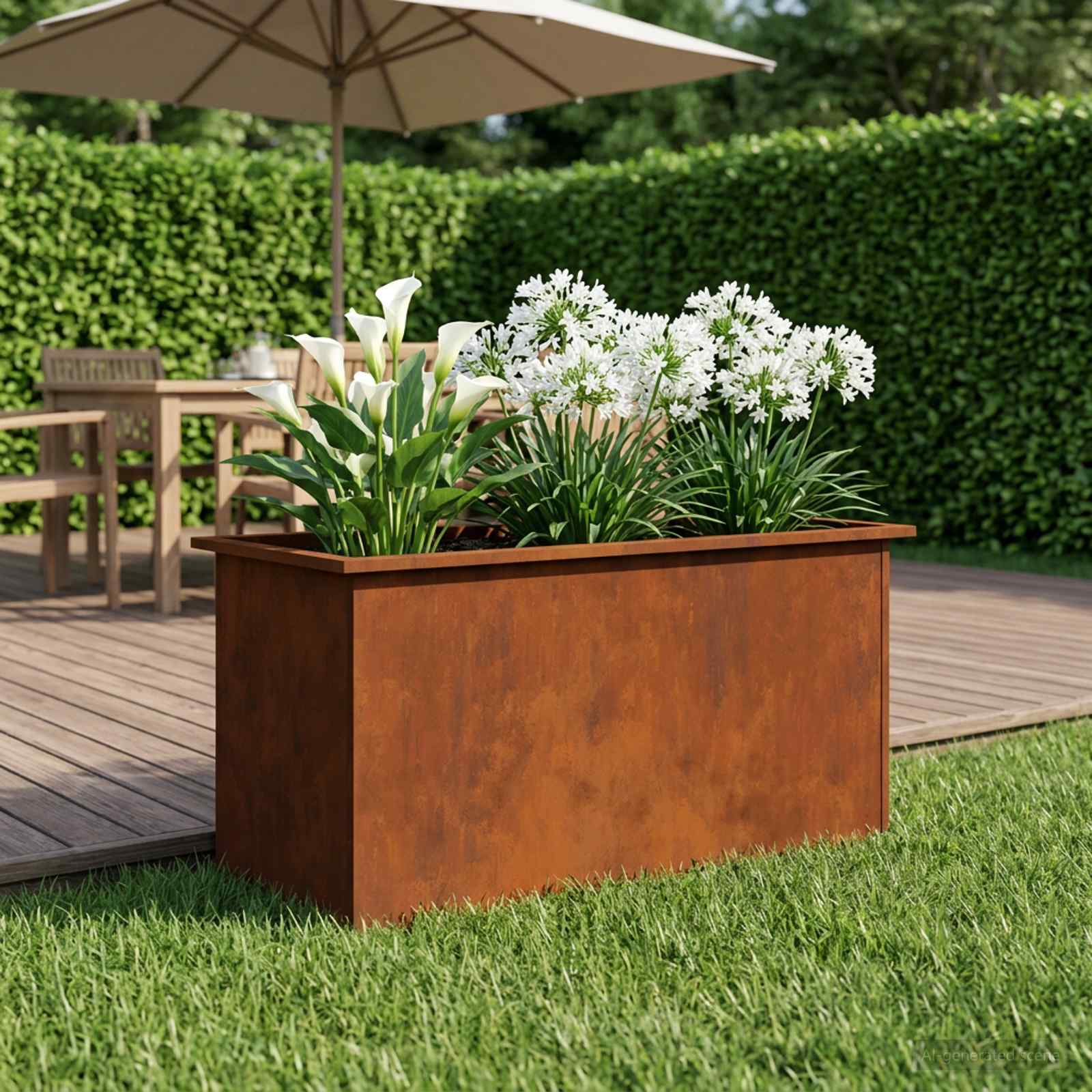 Fioriera da giardino con LED Ruggine 50 x 100 x 48 cm