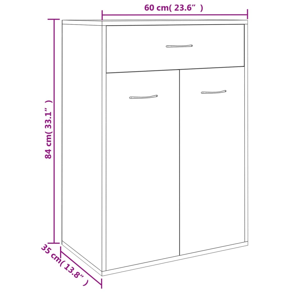 Scarpiera Rovere Sonoma 60x35x84 cm in Legno Multistrato