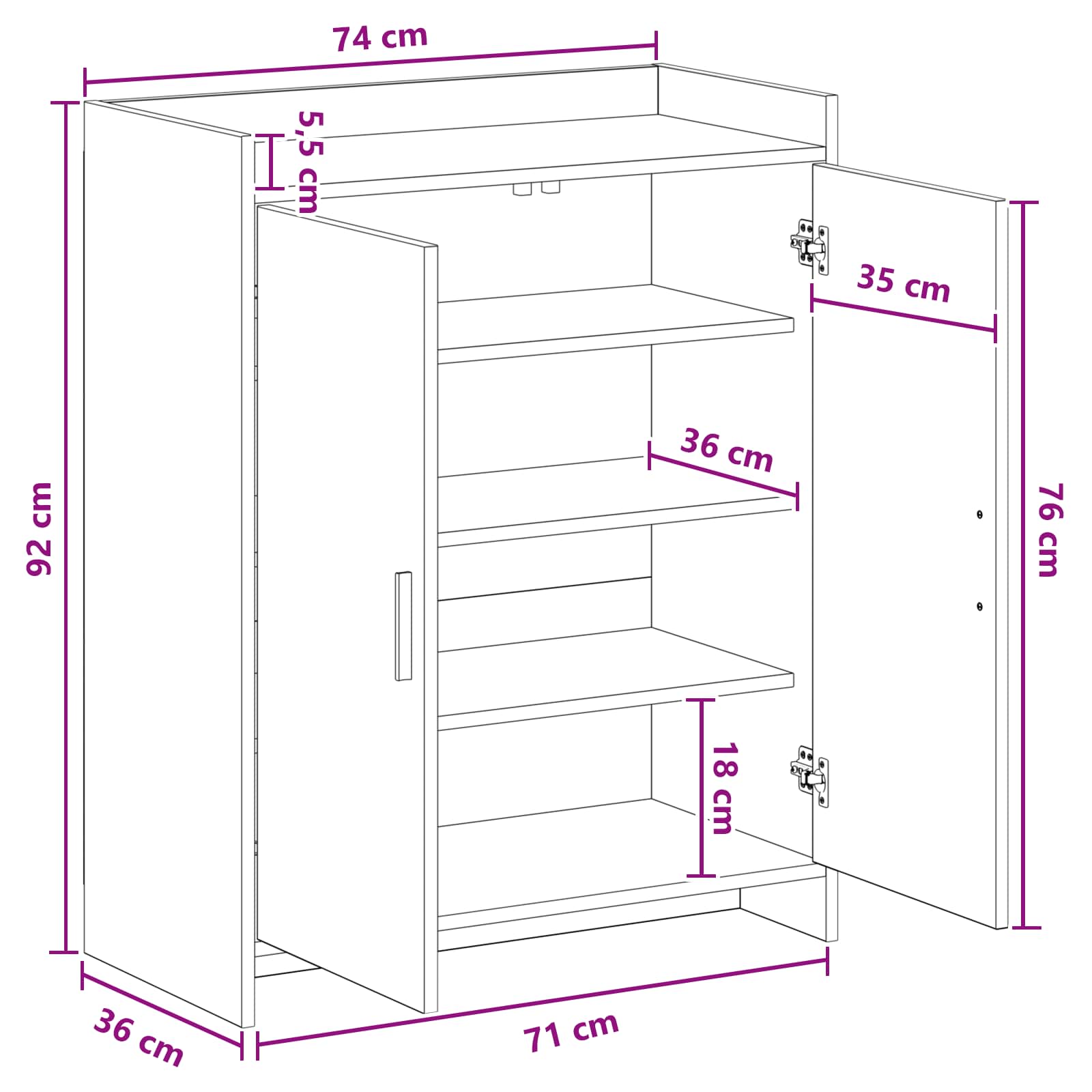 Mobile per scarpe Bianco 73,5 x 36 x 92 cm Legno ingegnerizzato