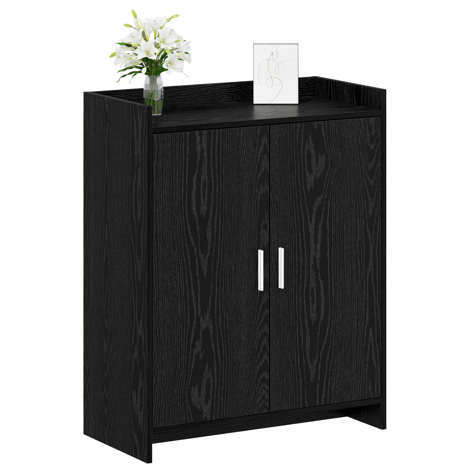 Mobile per scarpe con porta Rovere Nero 73,5 x 36 x 92 cm