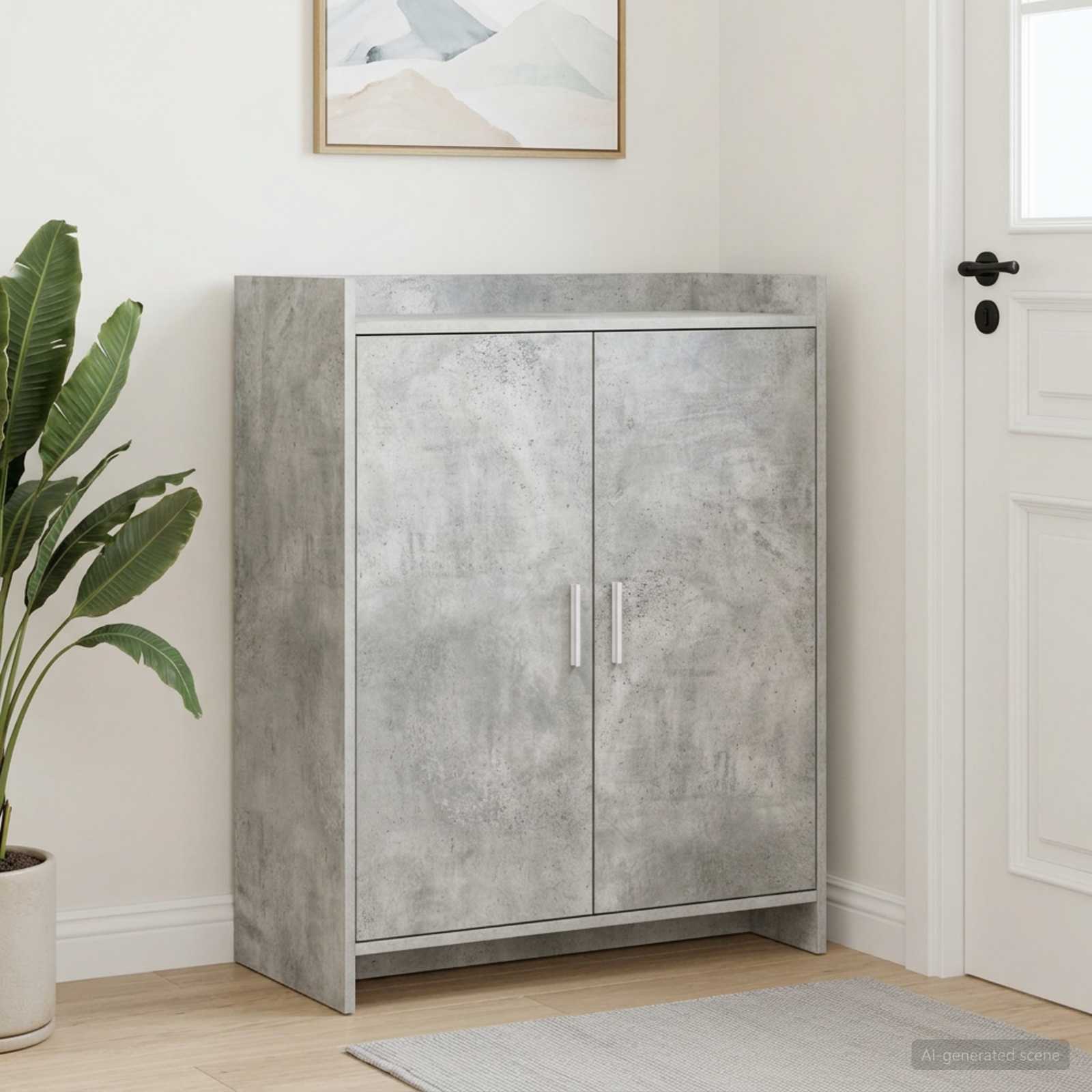 Mobile per scarpe con porta Grigio Cemento 73,5 x 36 x 92 cm