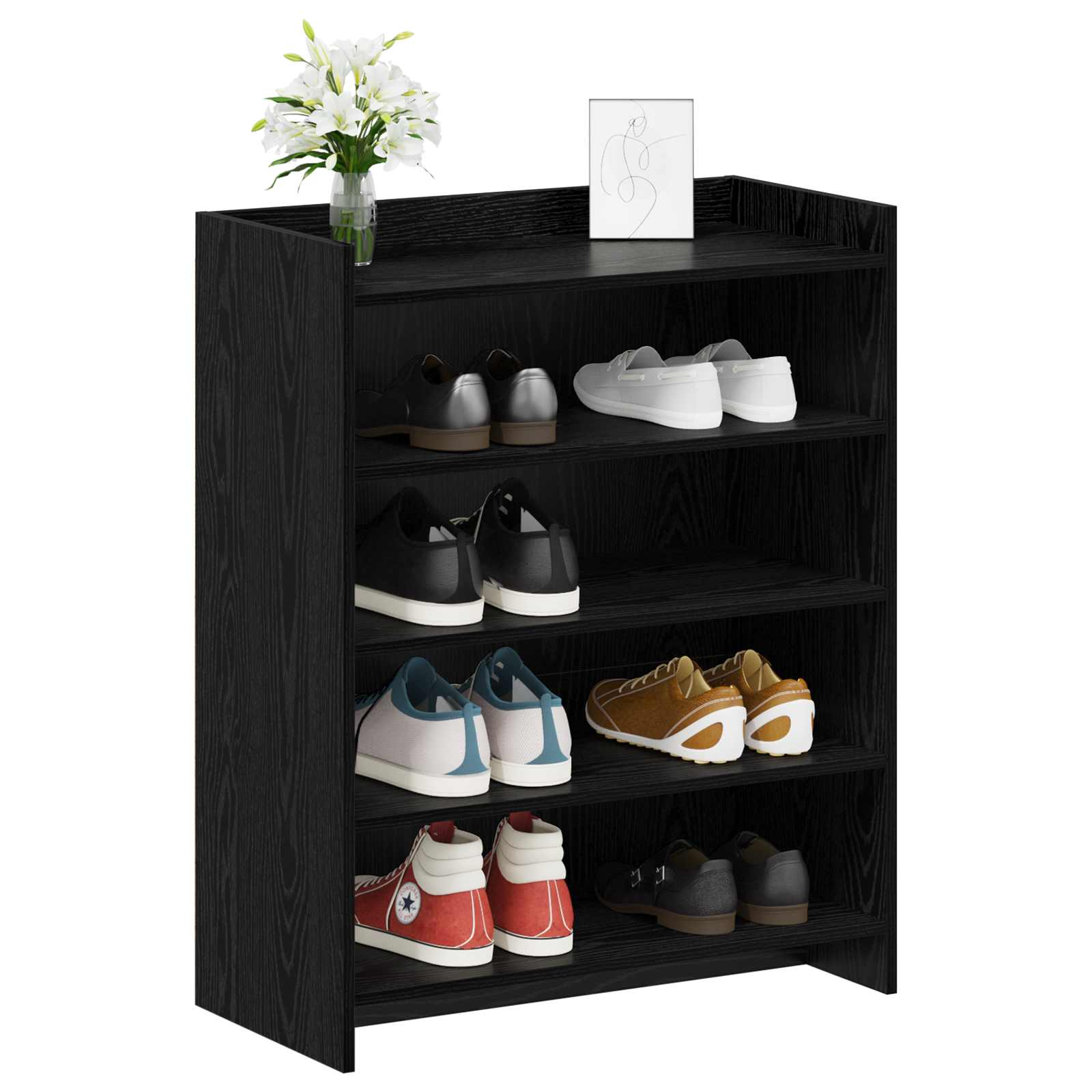 Mobile per scarpe Rovere Nero 73,5 x 36 x 92 cm
