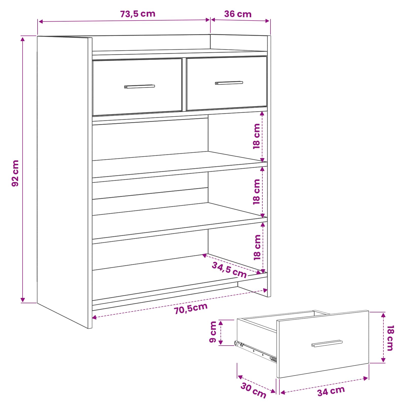 Mobile per scarpe 73,5 x 36 x 92 cm Legno ingegnerizzato