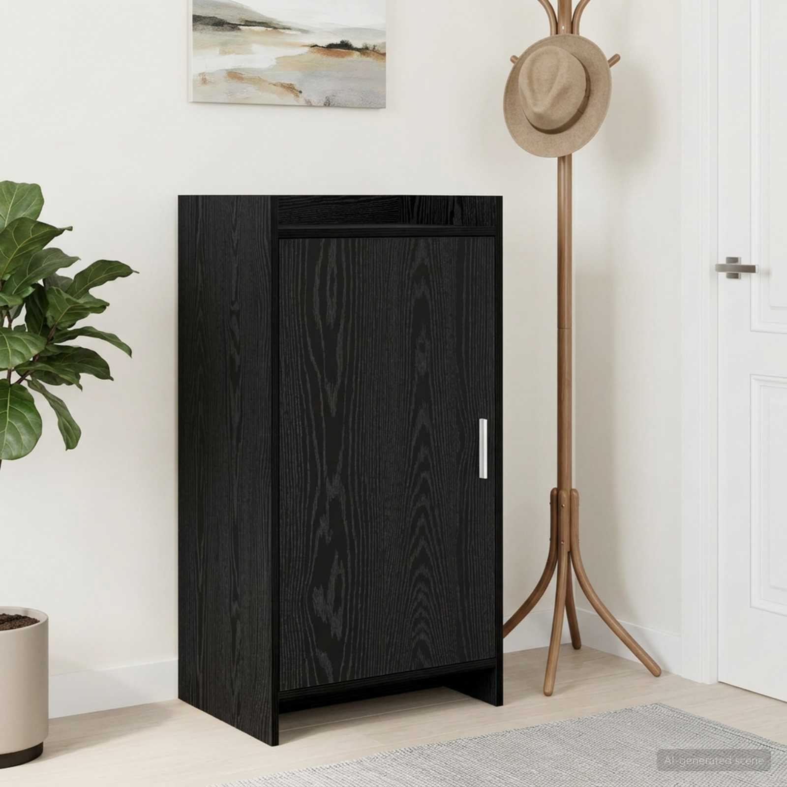 Mobile per scarpe con archiviazione Rovere Nero 48 x 36 x 92 cm