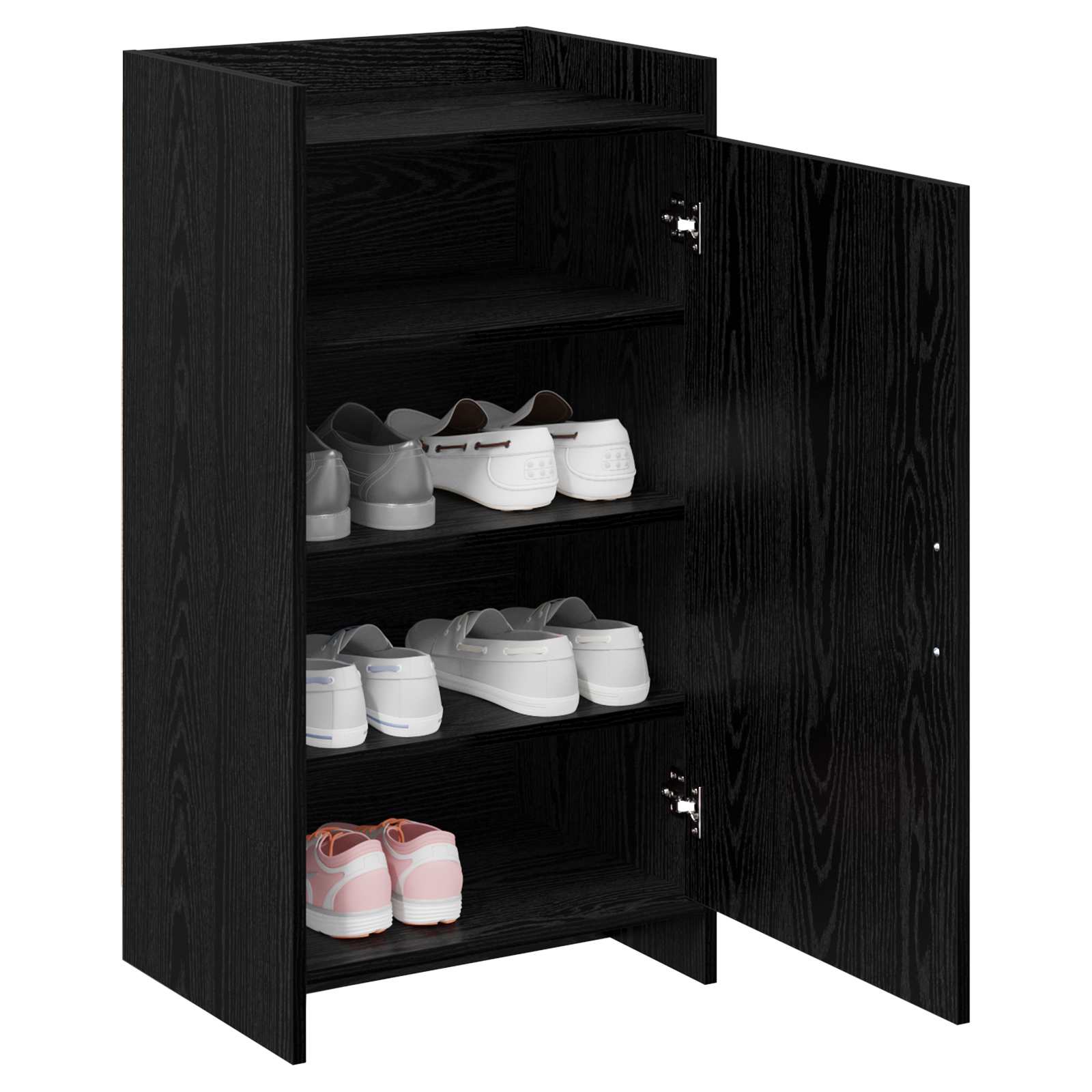 Mobile per scarpe con archiviazione Rovere Nero 48 x 36 x 92 cm