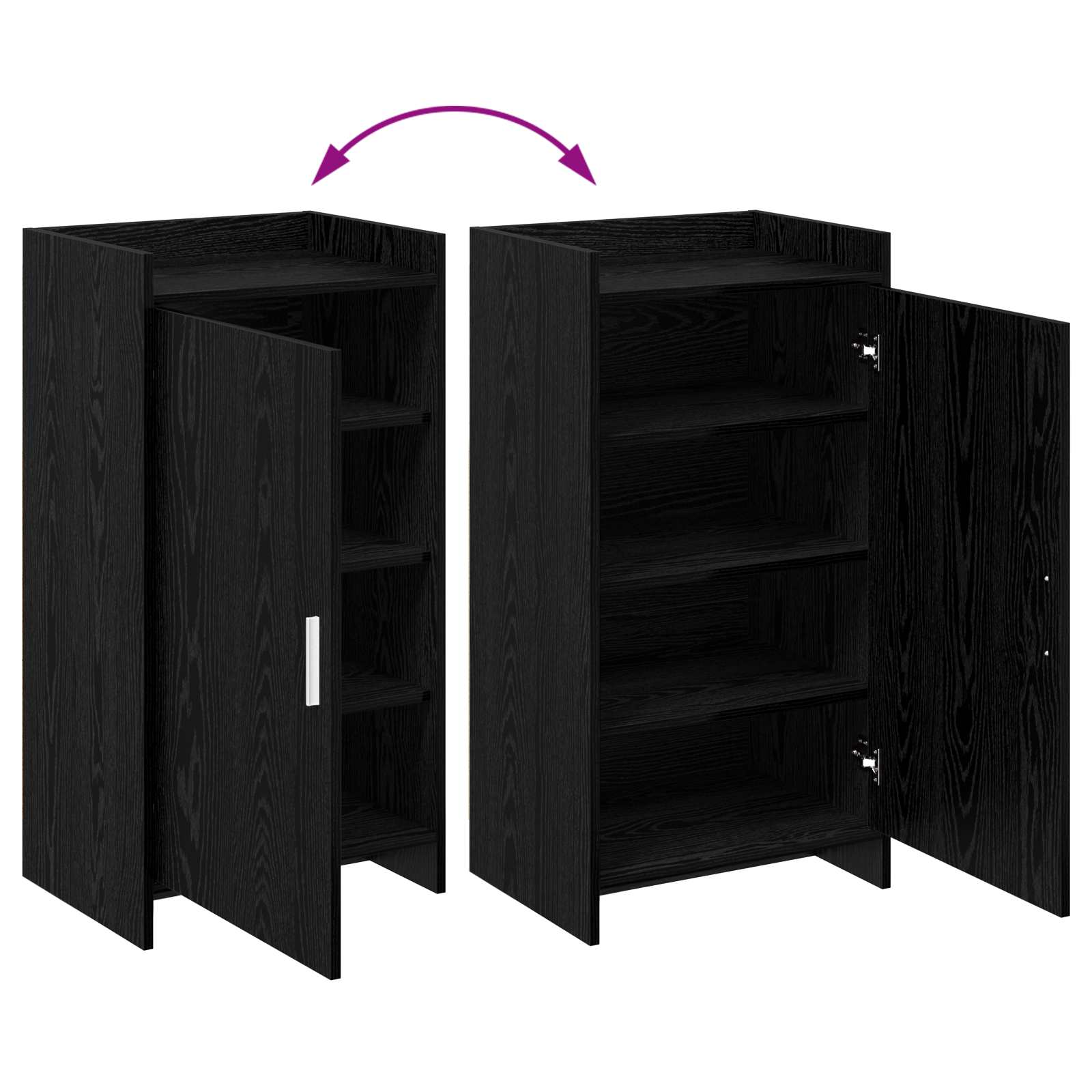 Mobile per scarpe con archiviazione Rovere Nero 48 x 36 x 92 cm