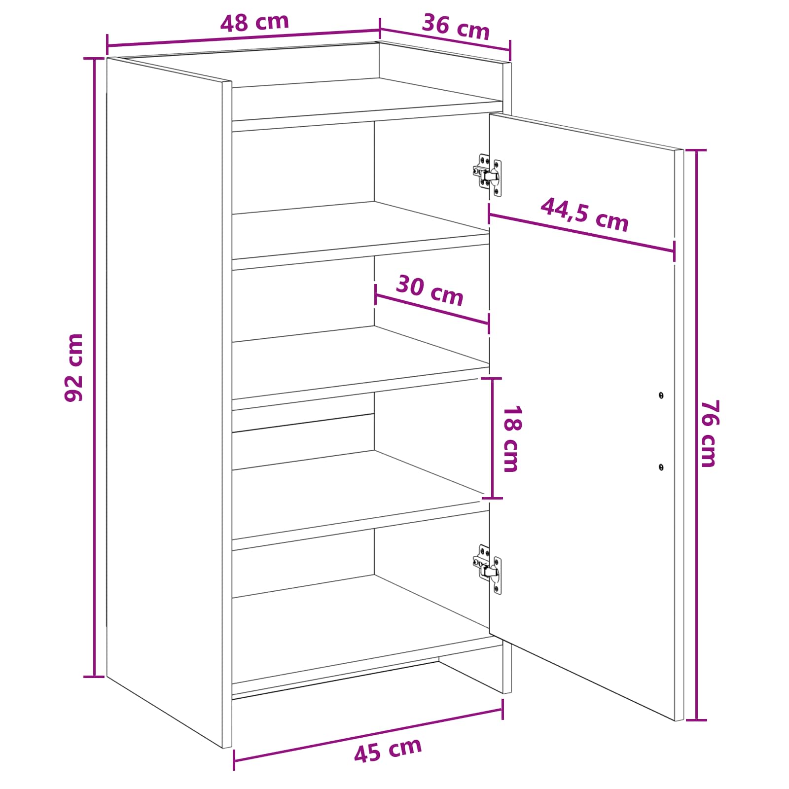 Mobile per scarpe con archiviazione Rovere Fumo 48 x 36 x 92 cm