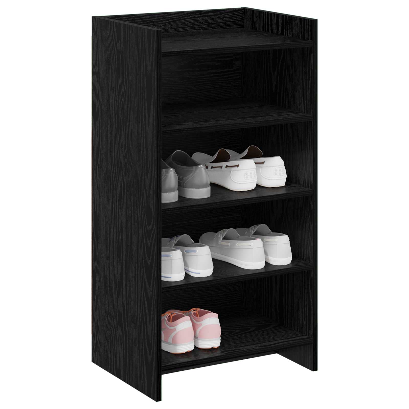 Mobile per scarpe con archiviazione Rovere Nero 48 x 36 x 92 cm