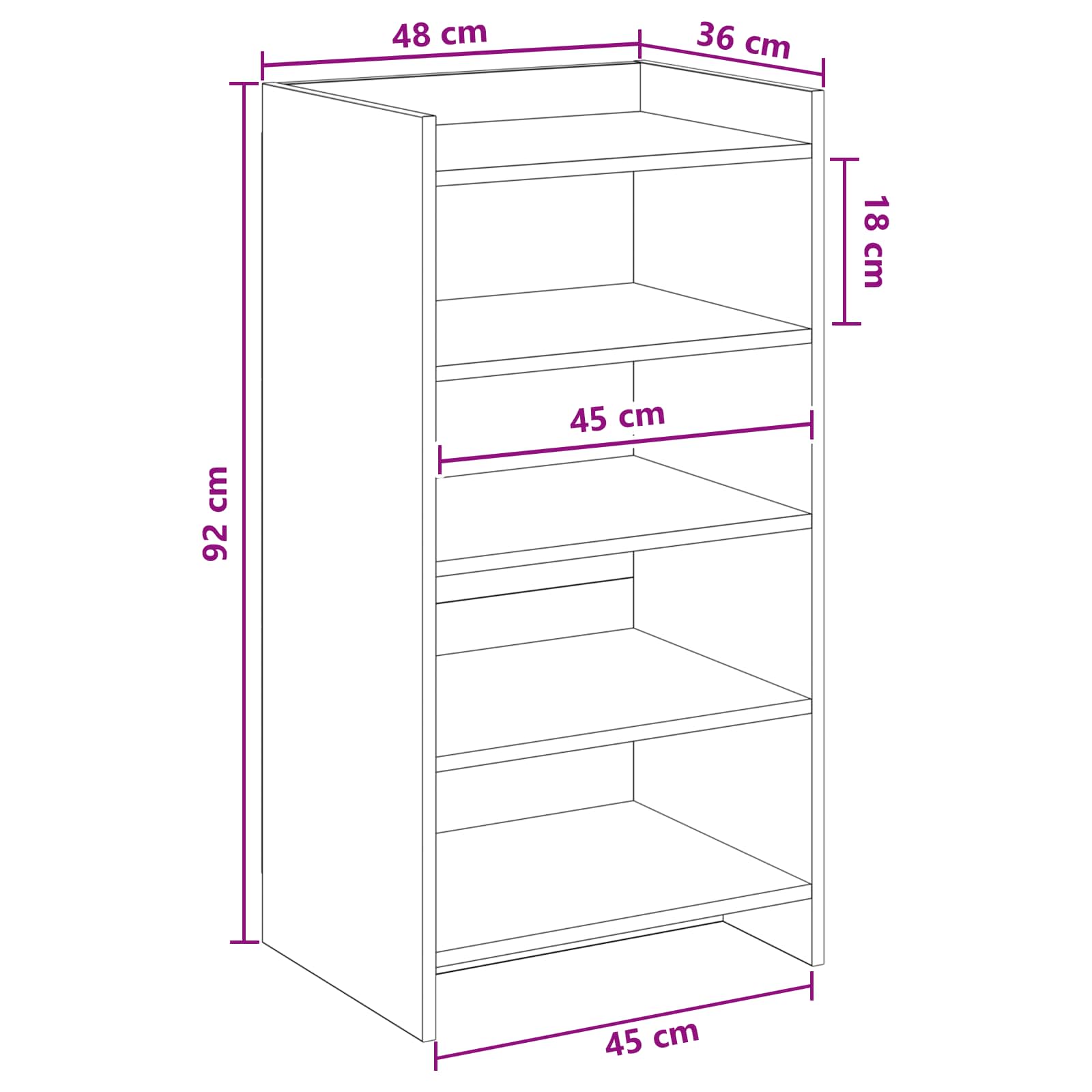 Mobile per scarpe Grigio Cemento 48 x 36 x 92 cm