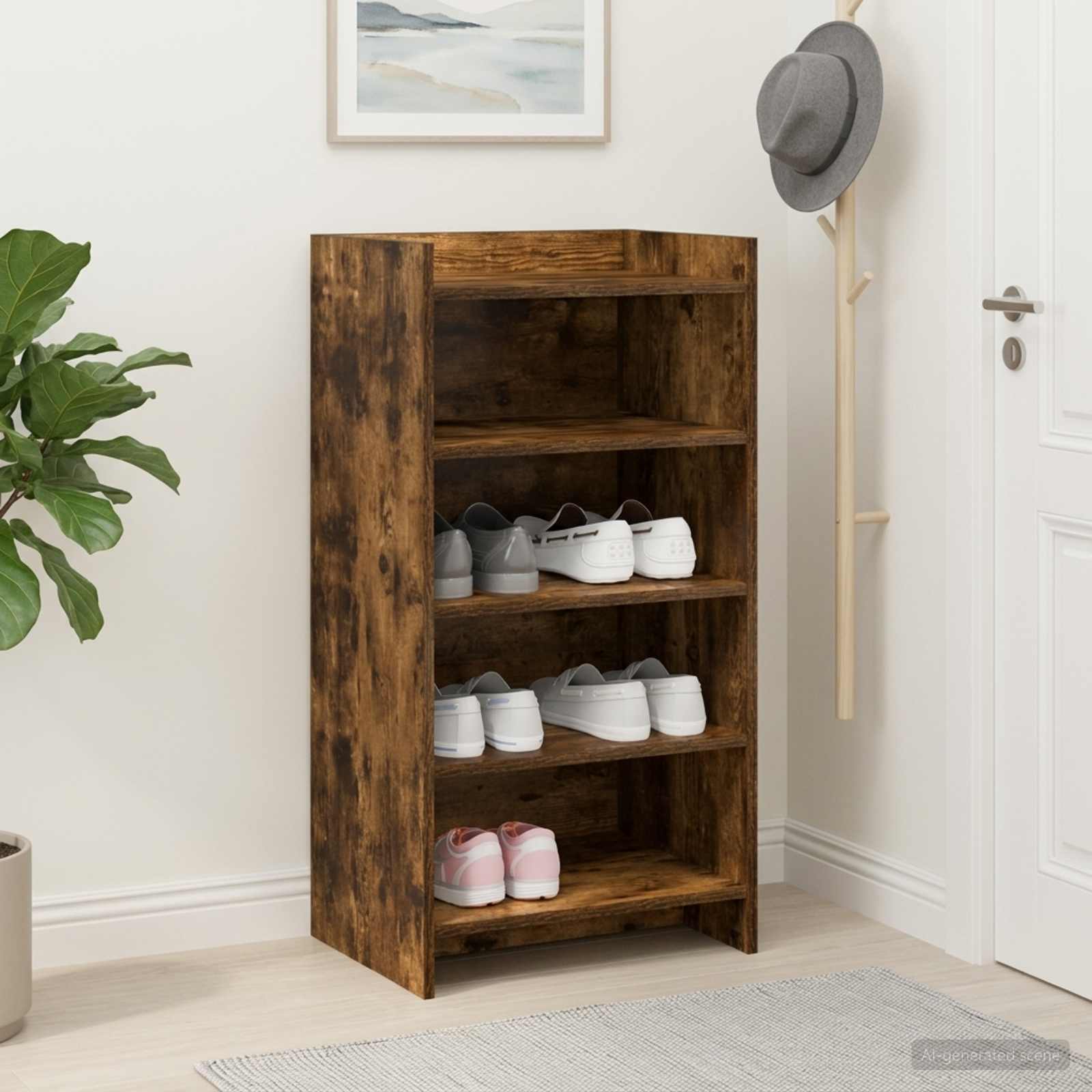 Mobile per scarpe con archiviazione Rovere Fumo 48 x 36 x 92 cm