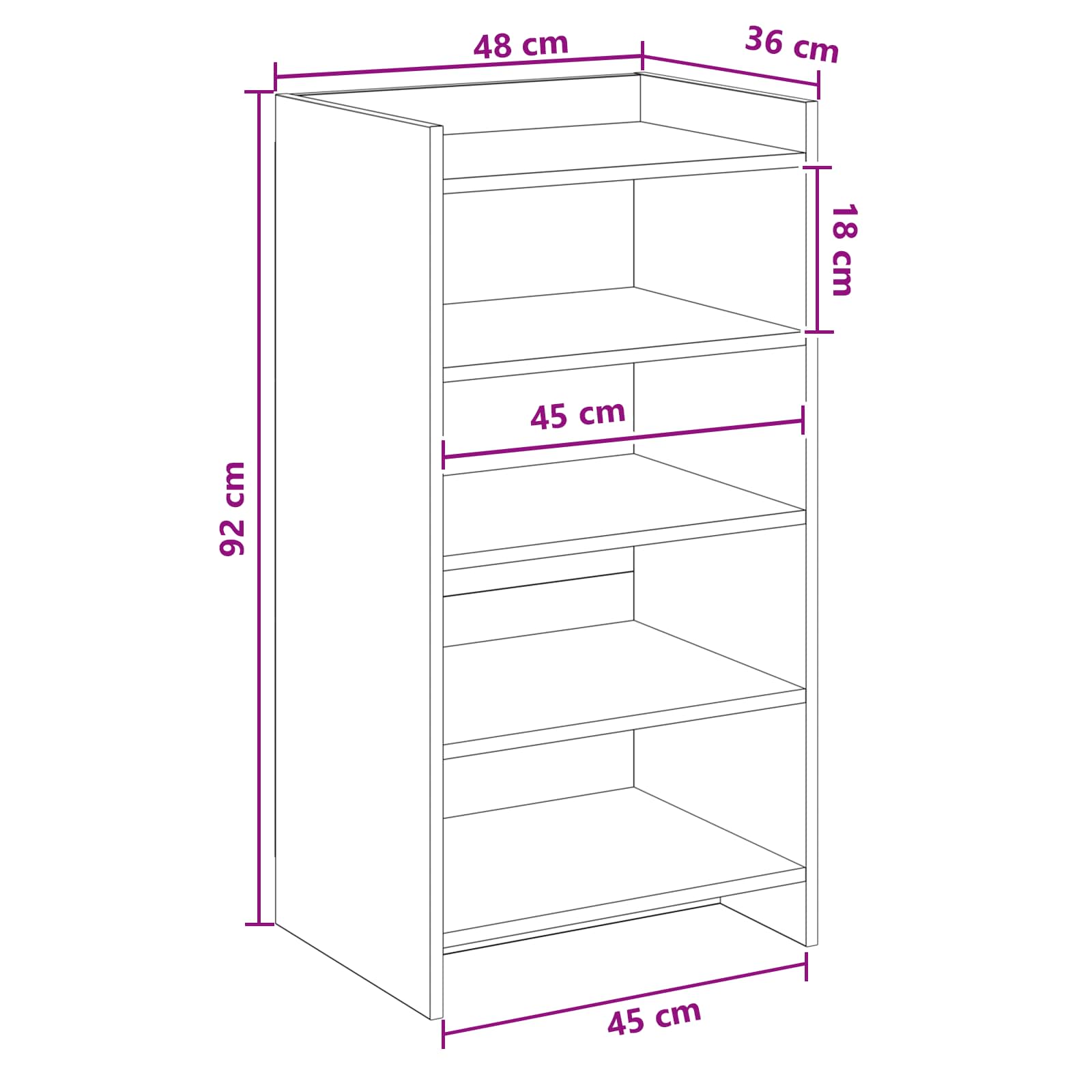 Mobile per scarpe con archiviazione Rovere Fumo 48 x 36 x 92 cm