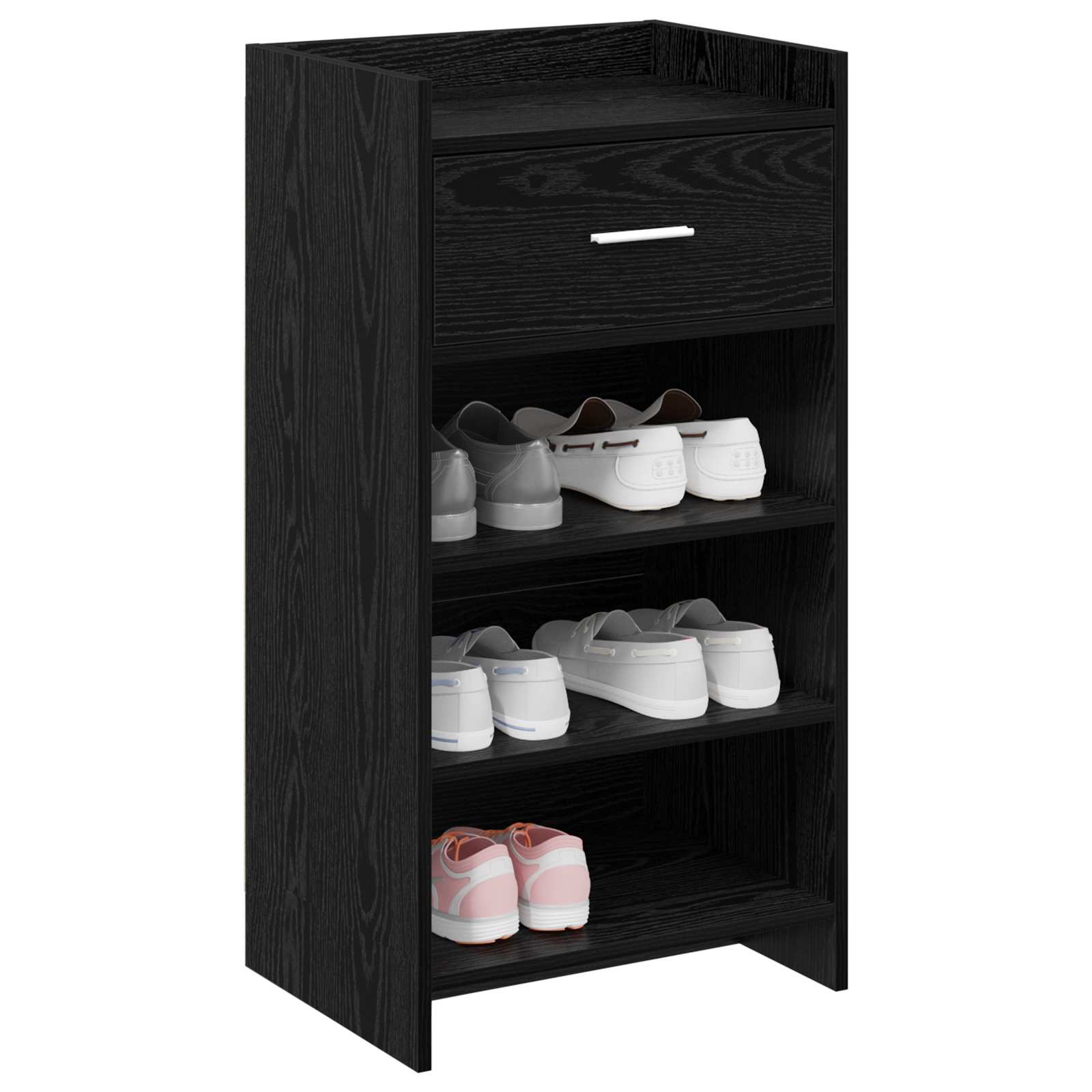 Mobile per scarpe con cassetto Rovere Nero 48 x 36 x 92 cm