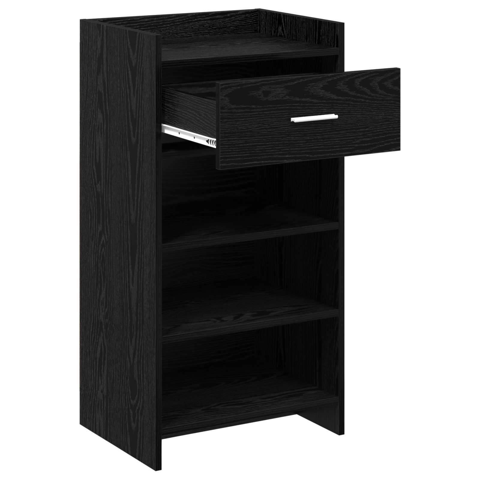 Mobile per scarpe con cassetto Rovere Nero 48 x 36 x 92 cm