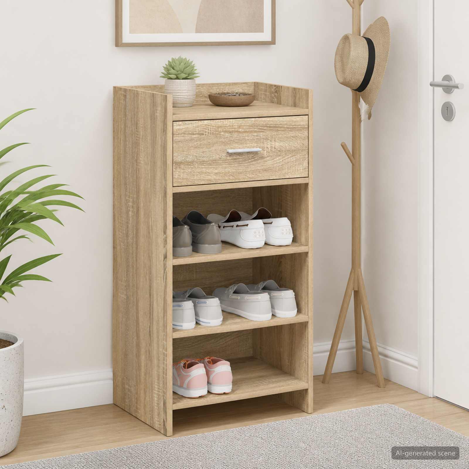 Mobile per scarpe con cassetto Rovere Sonoma 48 x 36 x 92 cm