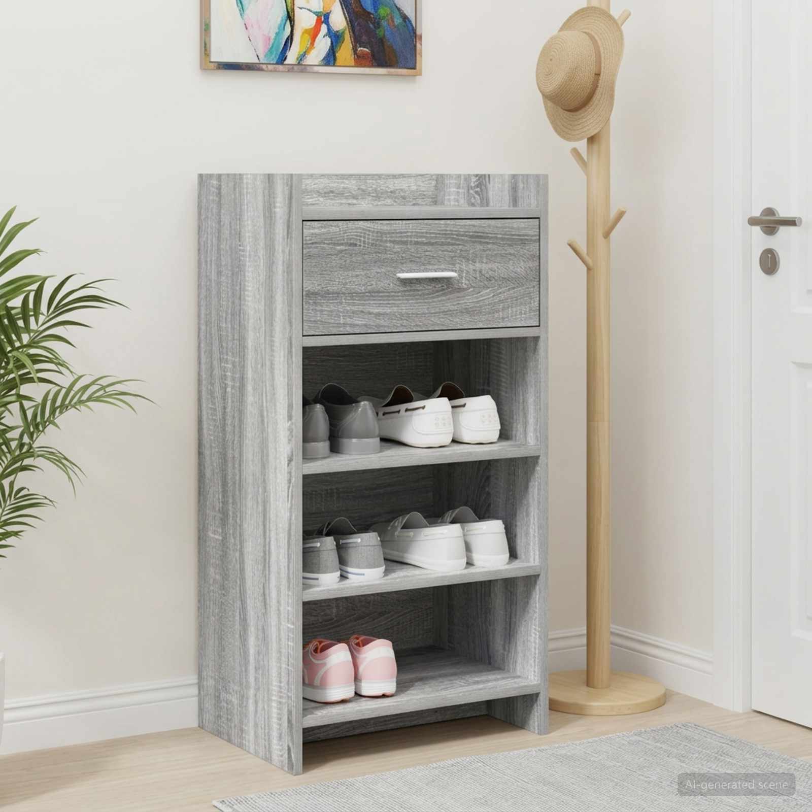 Mobile per scarpe con cassetto Sonoma grigio 48 x 36 x 92 cm