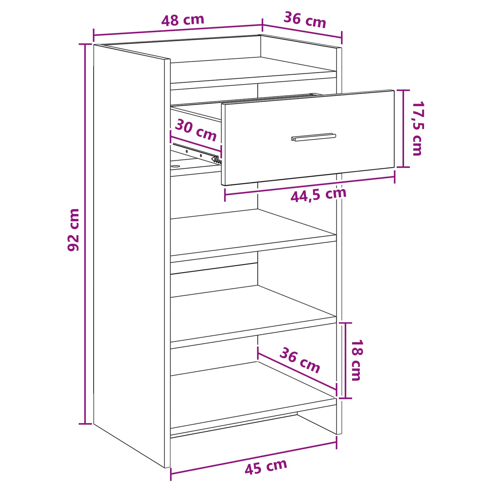 Mobile per scarpe con cassetto Legno antico 48 x 36 x 92 cm