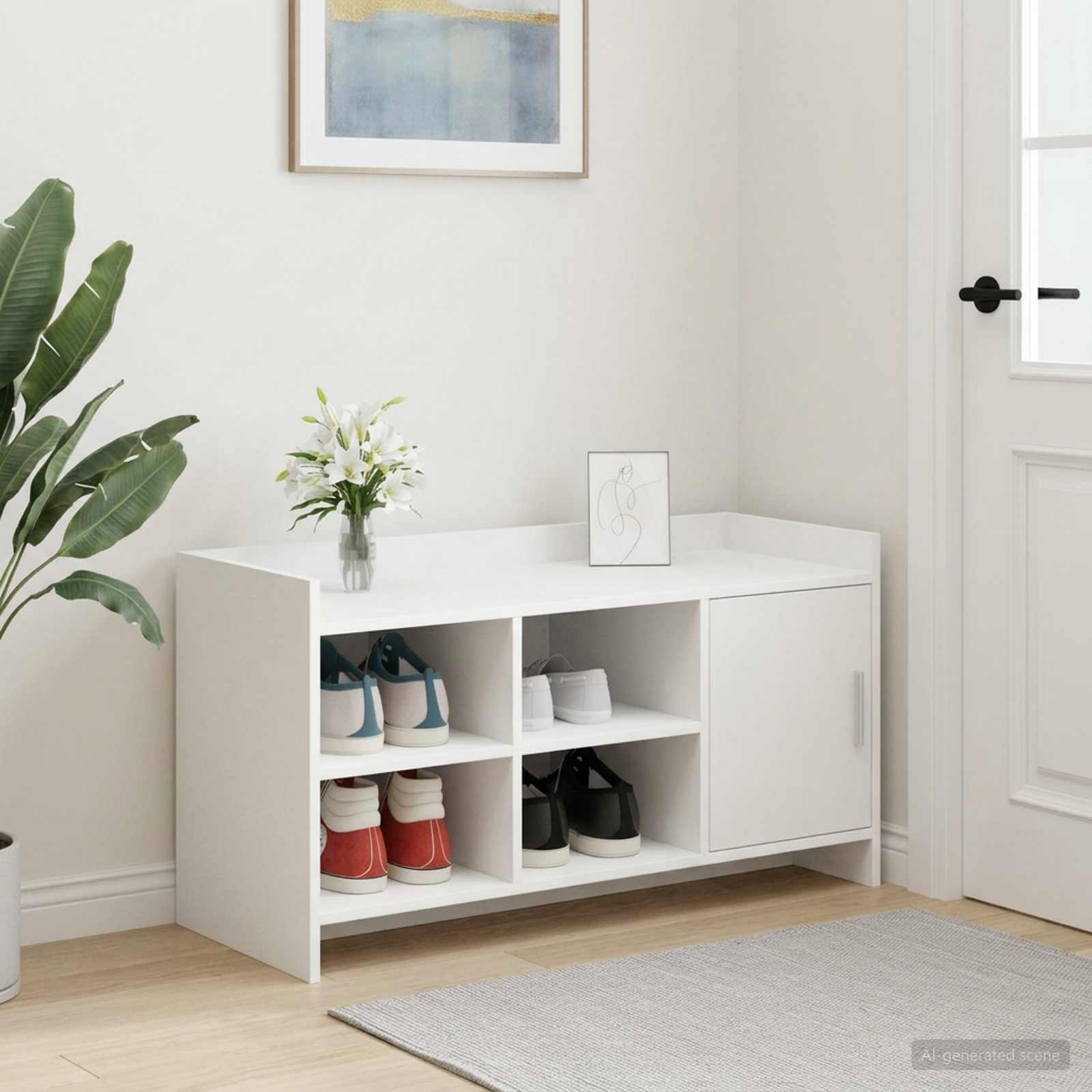 Mobile per scarpe con archiviazione Bianco 100 x 39,5 x 51 cm