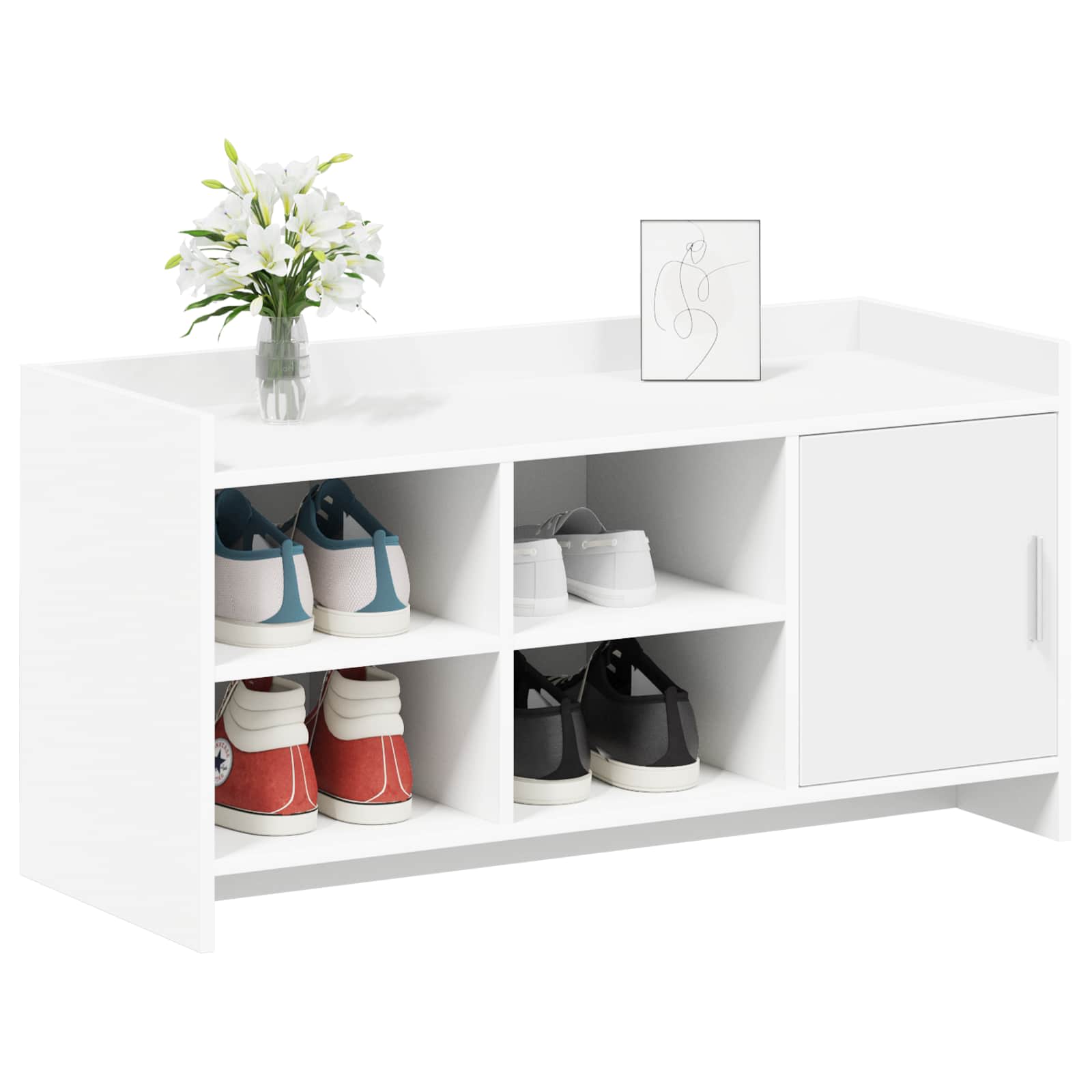 Mobile per scarpe con archiviazione Bianco 100 x 39,5 x 51 cm