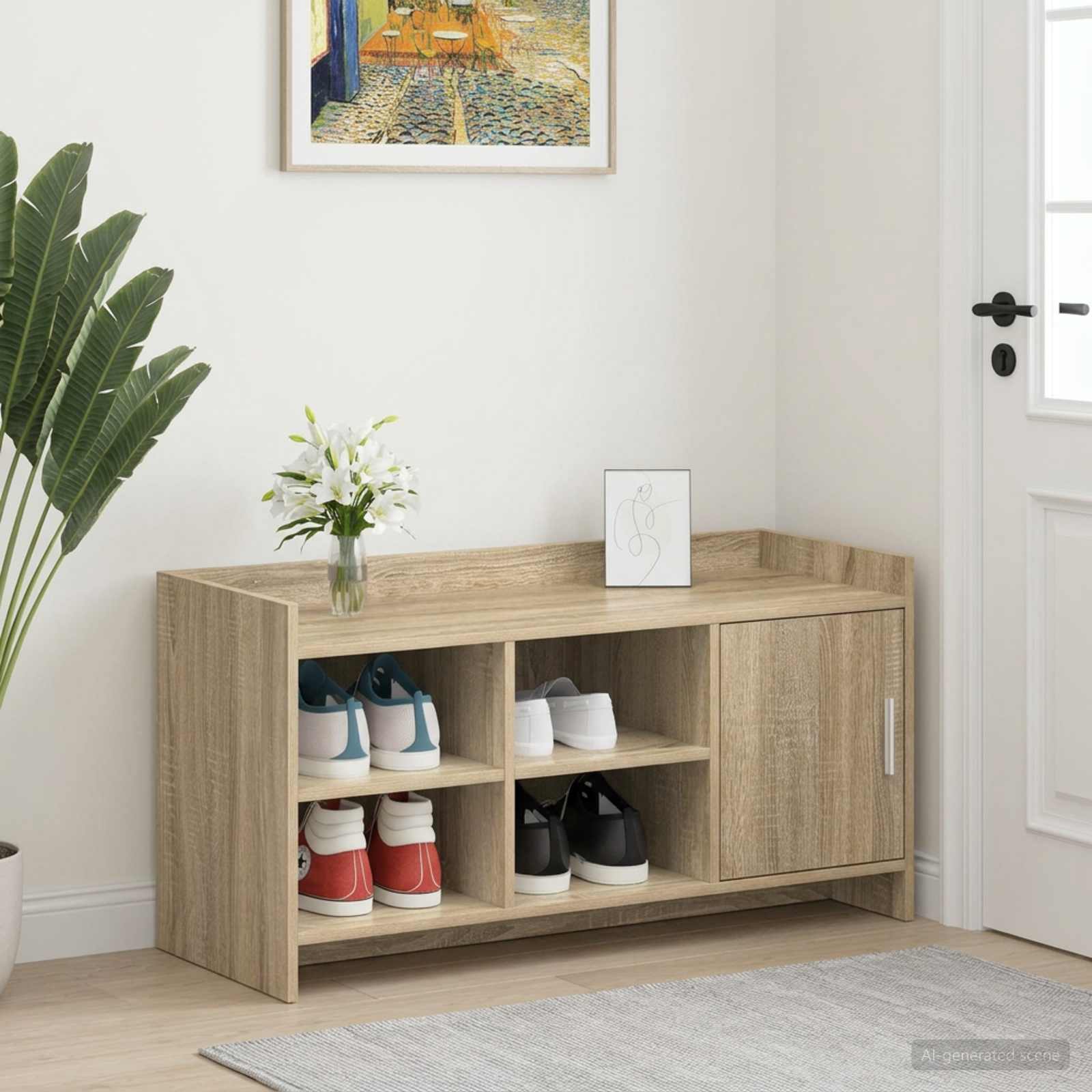 Mobile per scarpe con porta Rovere Sonoma 100 x 39,5 x 51 cm