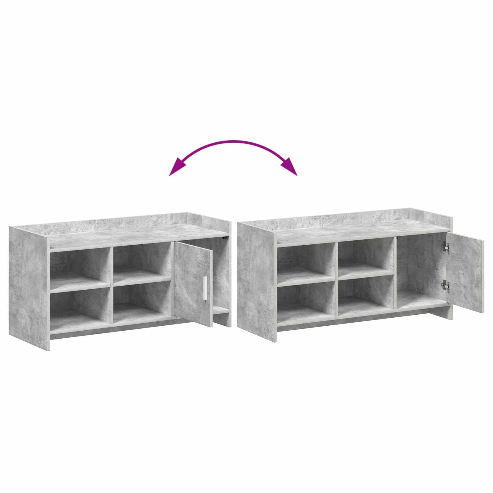 Mobile per scarpe con porta Grigio Cemento 100 x 39,5 x 51 cm