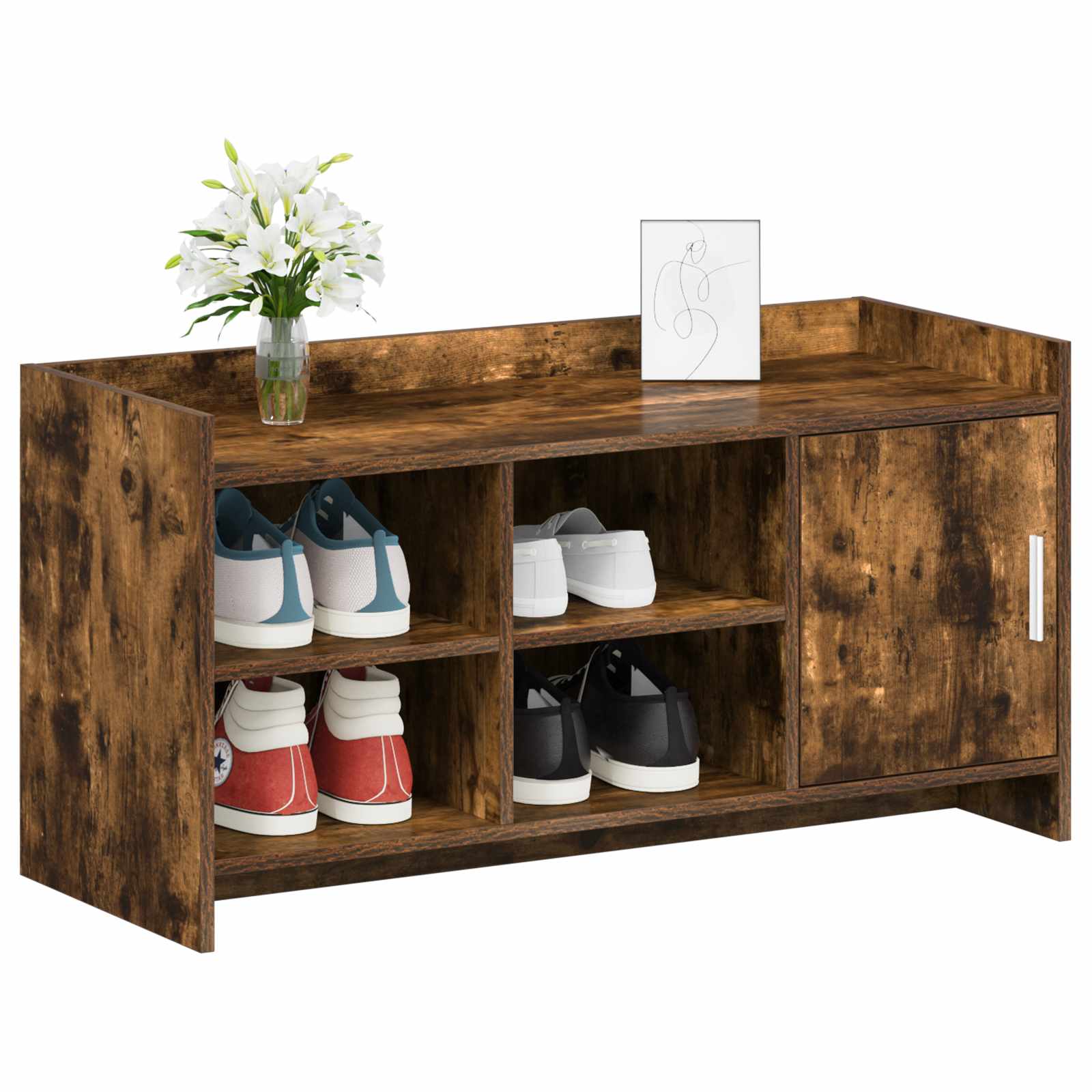 Mobile per scarpe con porta Rovere Fumo 100 x 39,5 x 51 cm