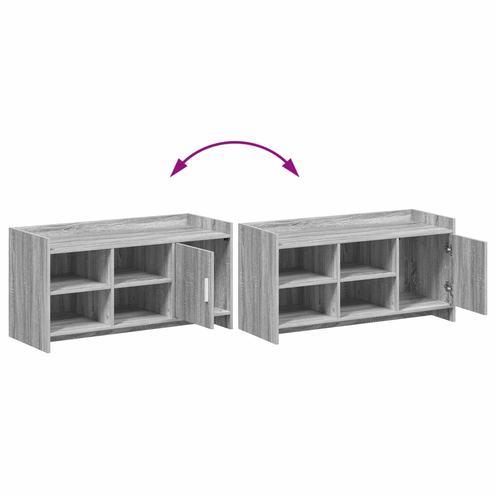 Mobile per scarpe con porta Sonoma grigio 100 x 39,5 x 51 cm