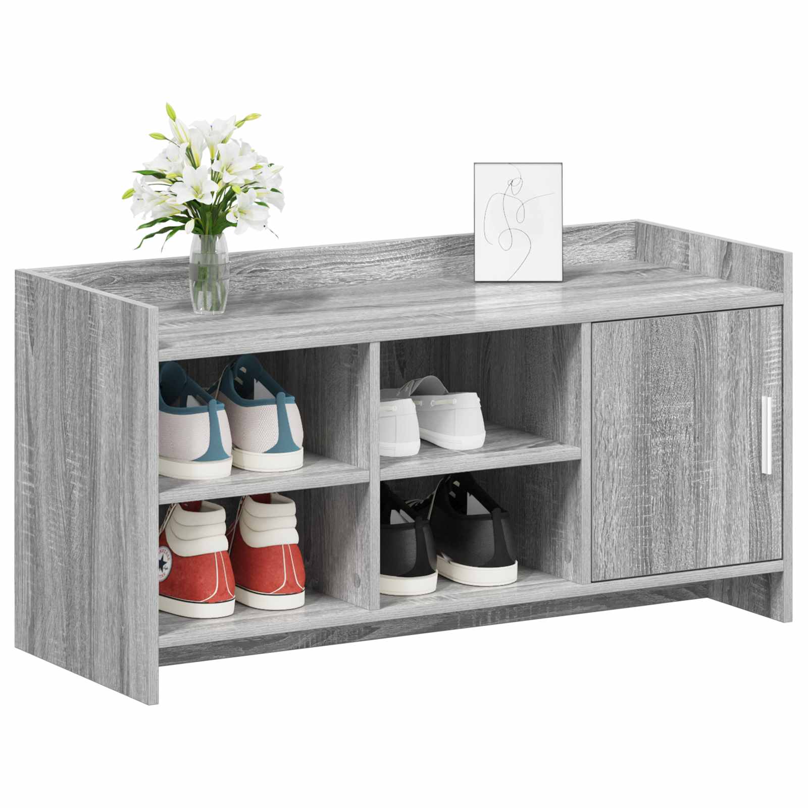 Mobile per scarpe con porta Sonoma grigio 100 x 39,5 x 51 cm