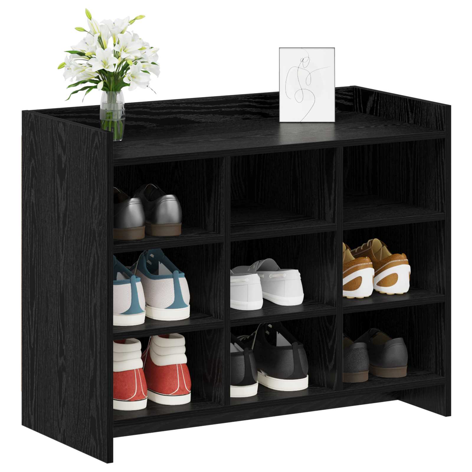 Mobile per scarpe Rovere Nero 85 x 39,5 x 70 cm