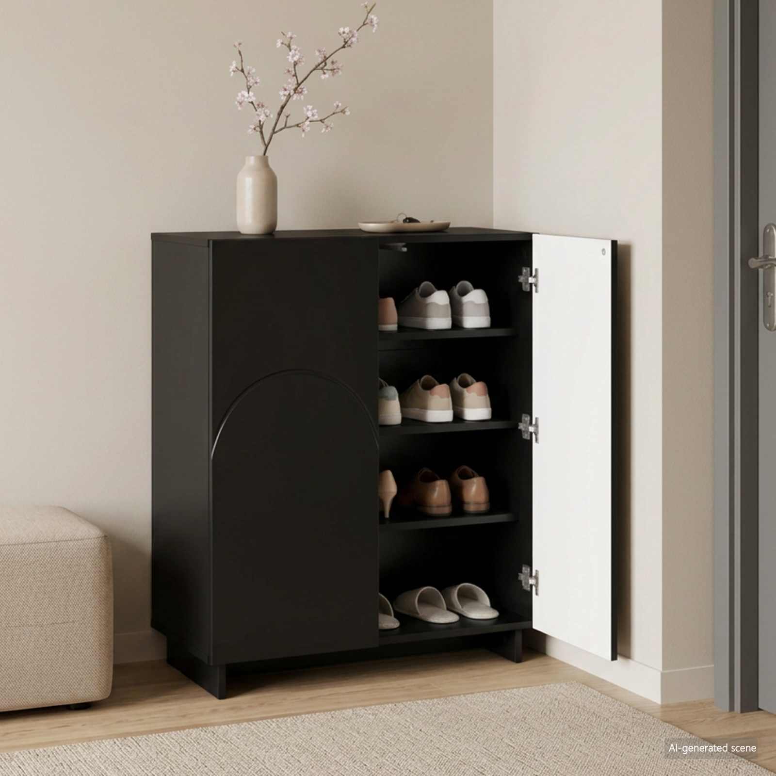Scarpiera 73 x 38 x 87,5 cm Legno ingegnerizzato Nero