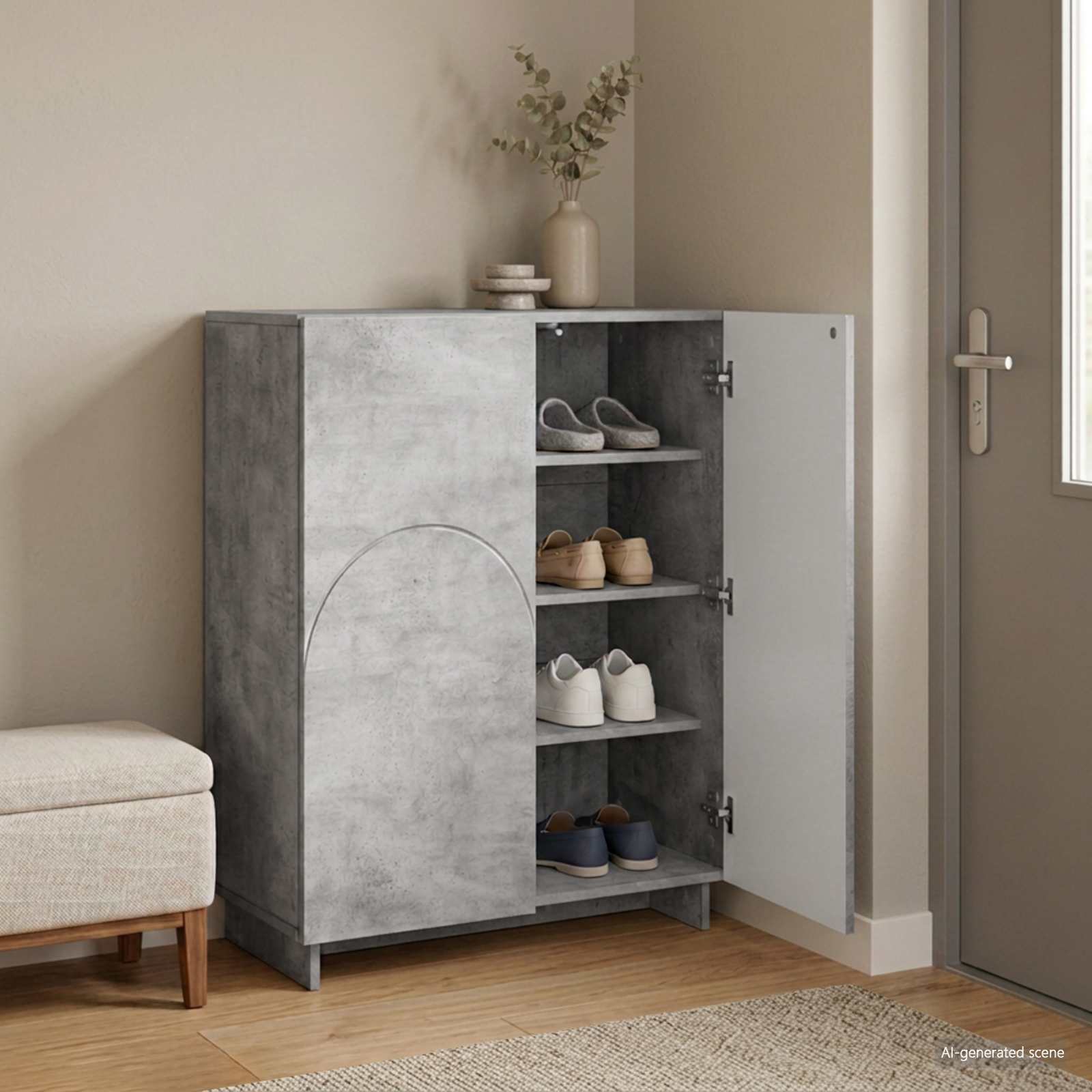Scarpiera 73 x 38 x 87,5 cm Legno ingegnerizzato Grigio Cemento