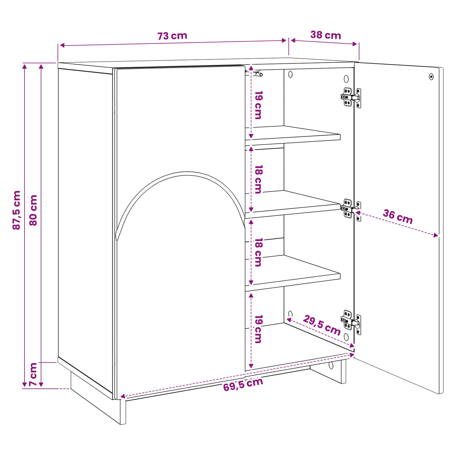 Scarpiera 73 x 38 x 87,5 cm Legno ingegnerizzato Grigio Cemento